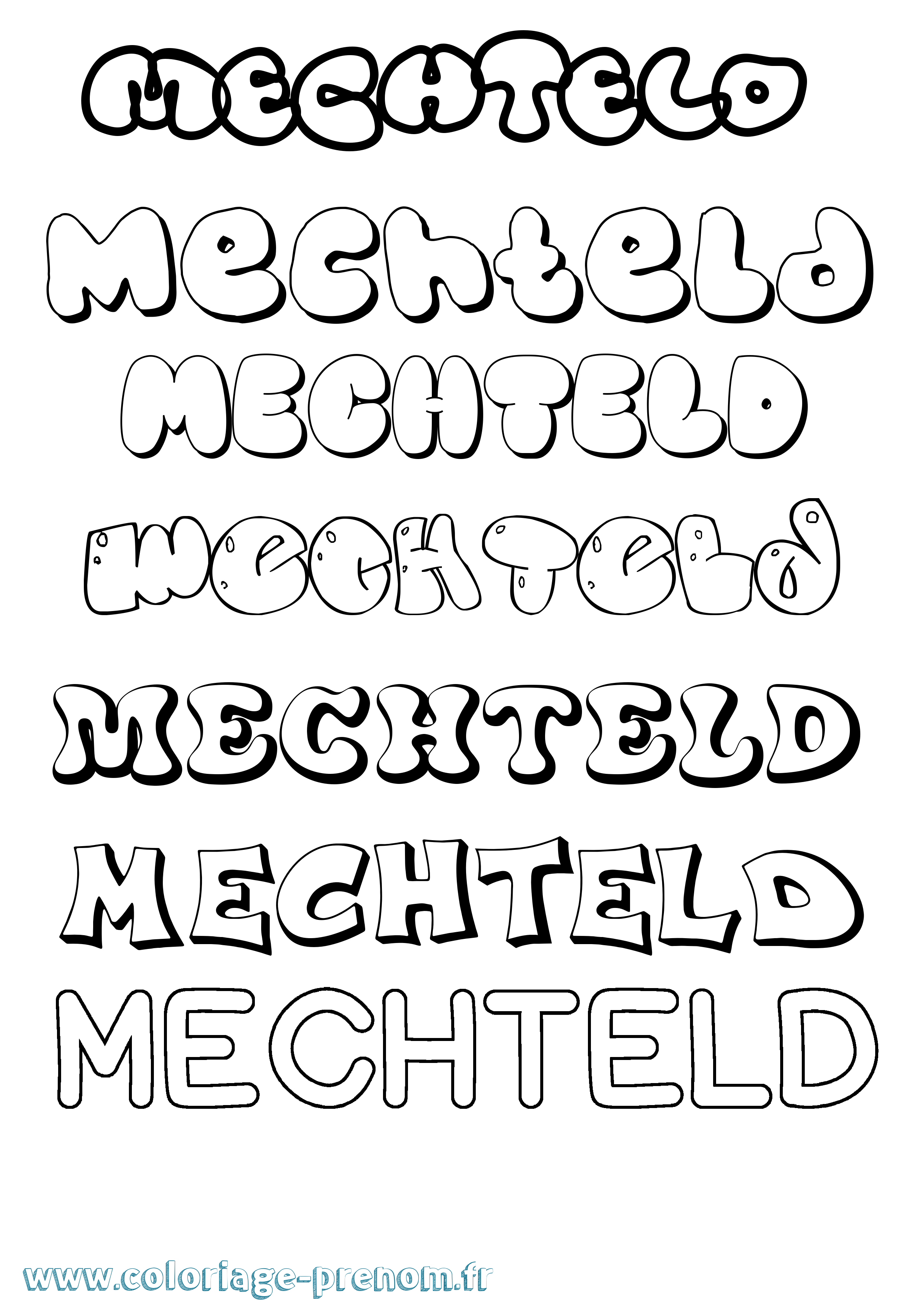 Coloriage prénom Mechteld Bubble