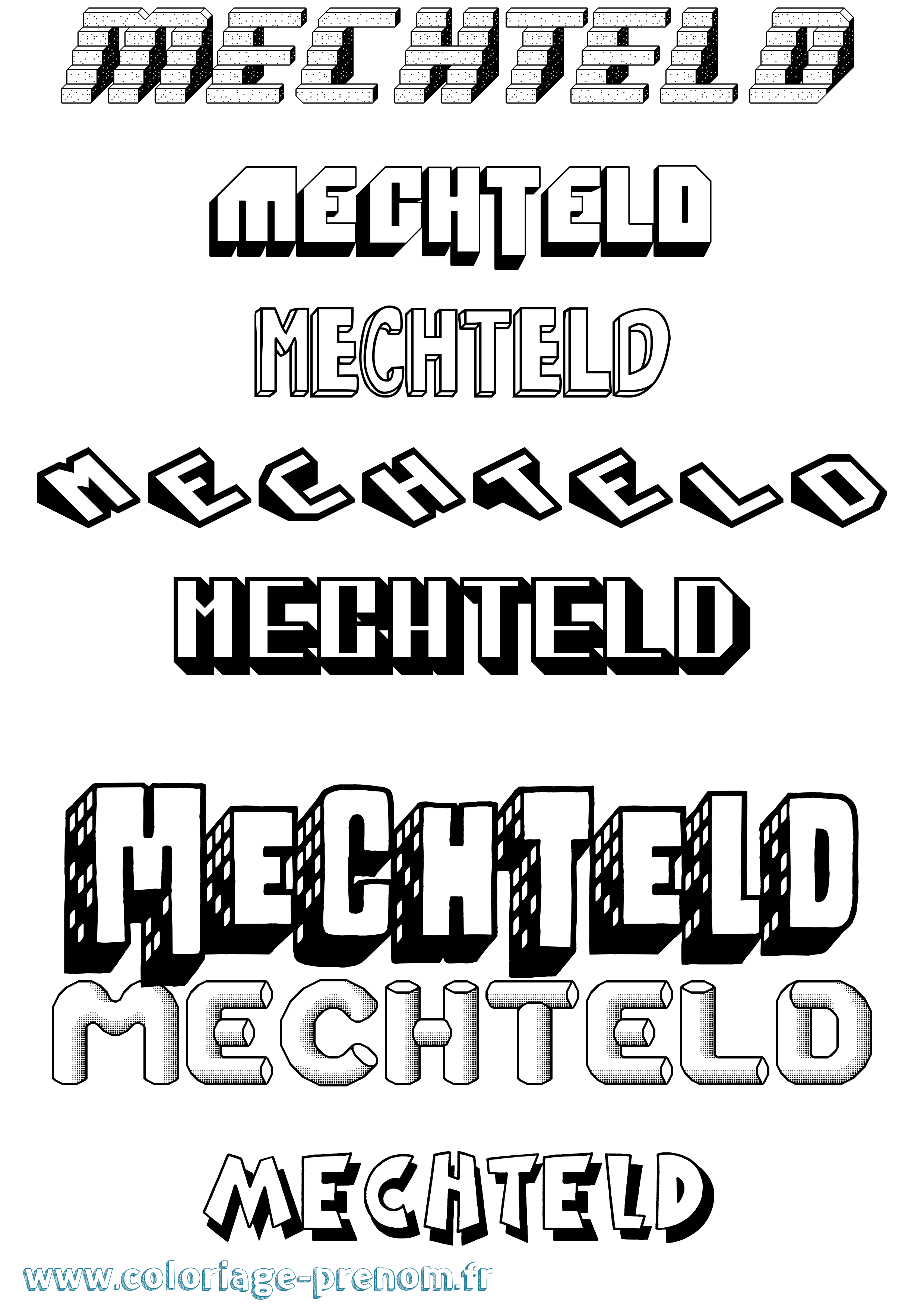 Coloriage prénom Mechteld Effet 3D