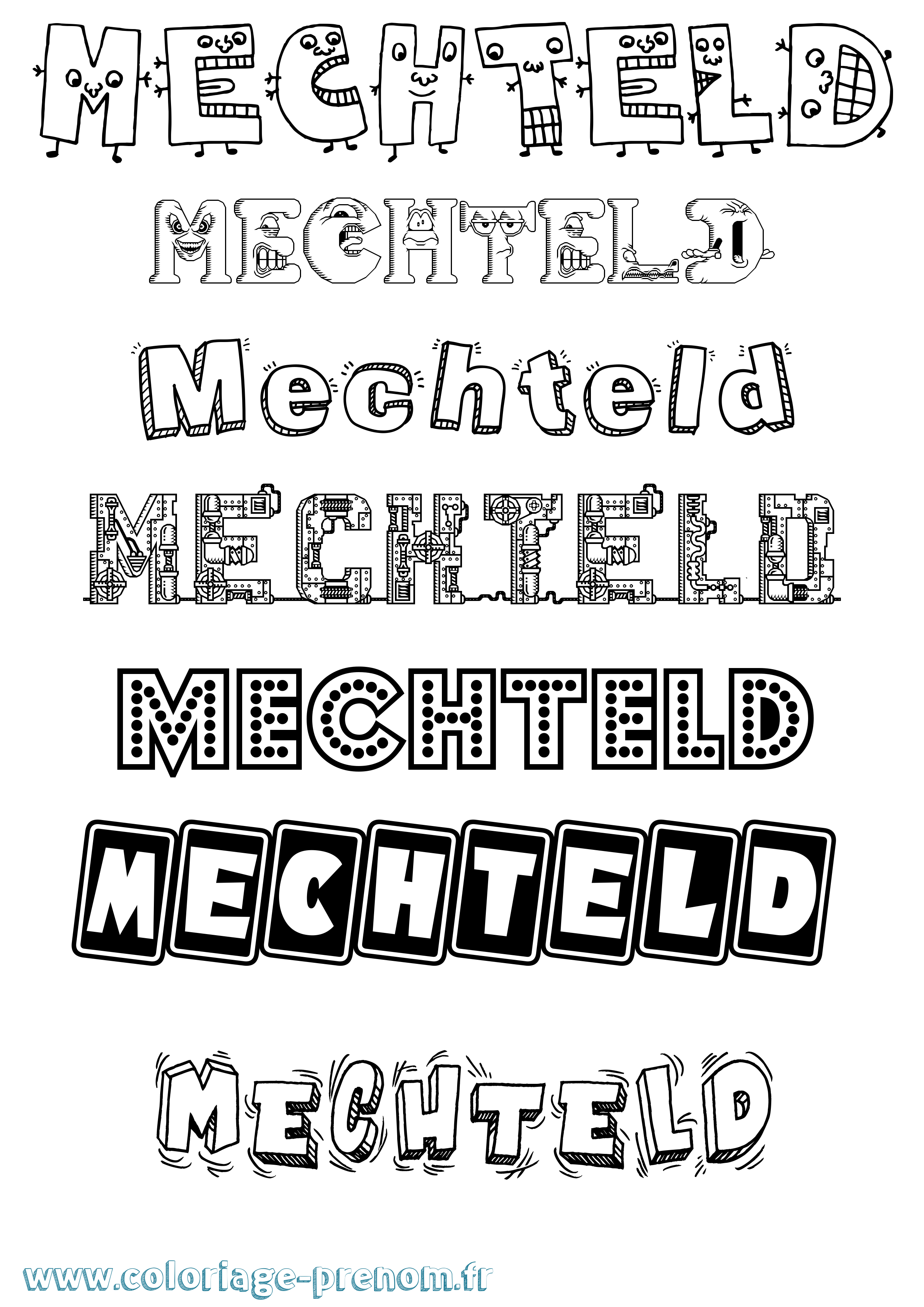 Coloriage prénom Mechteld Fun
