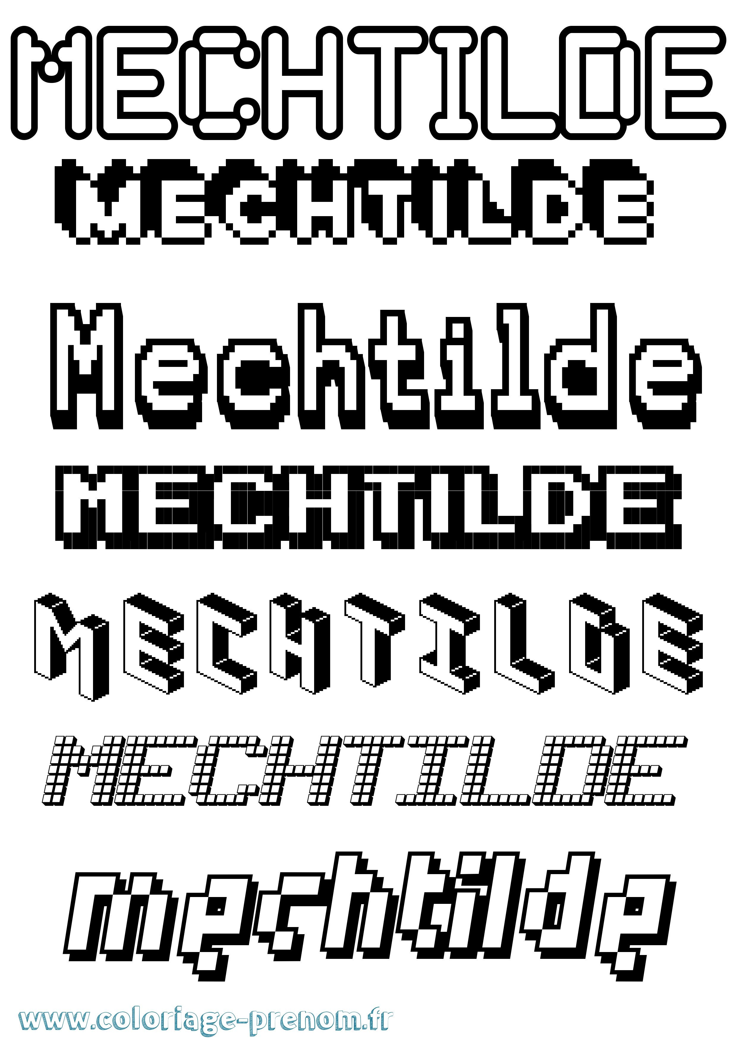 Coloriage prénom Mechtilde Pixel