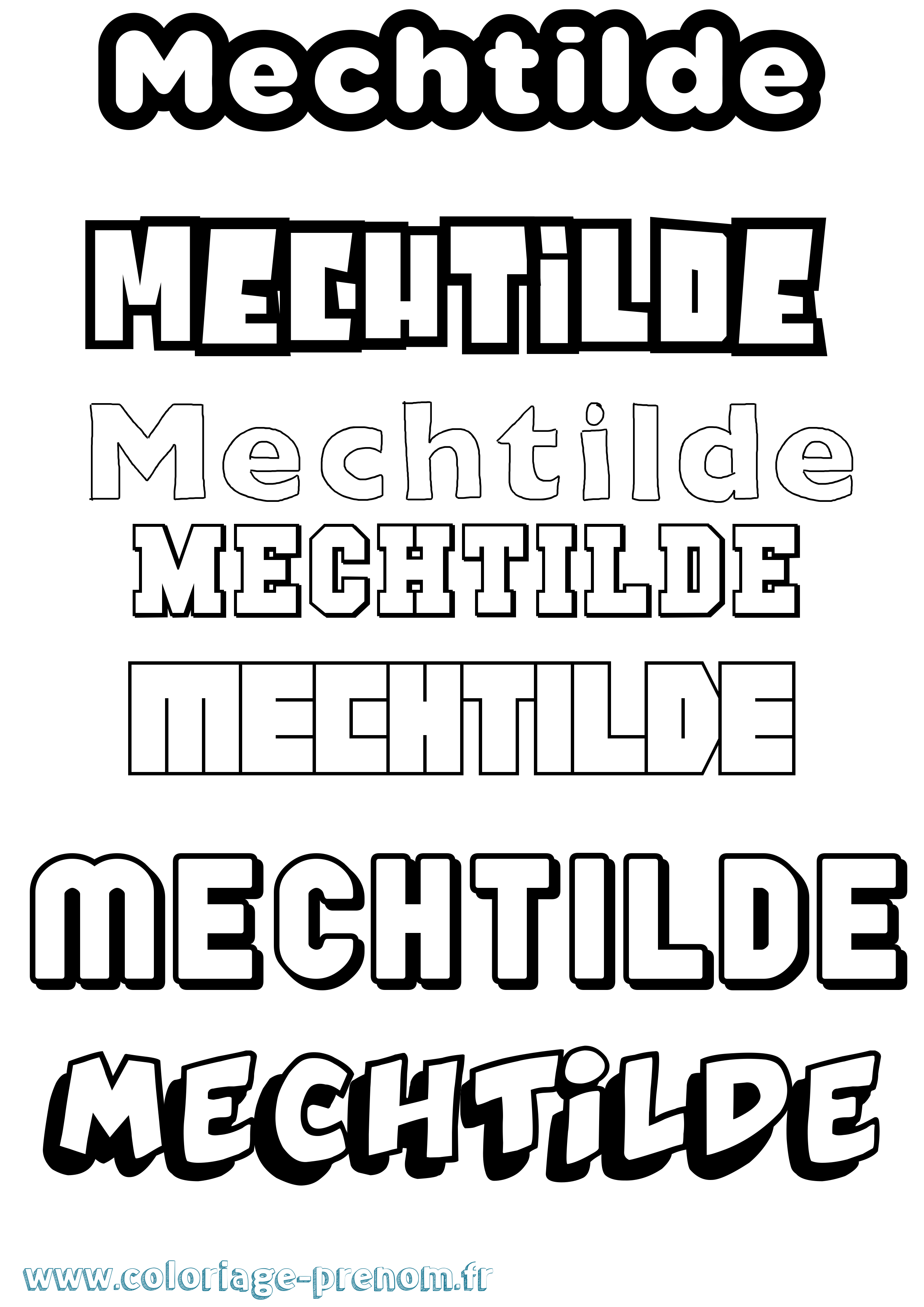 Coloriage prénom Mechtilde Simple