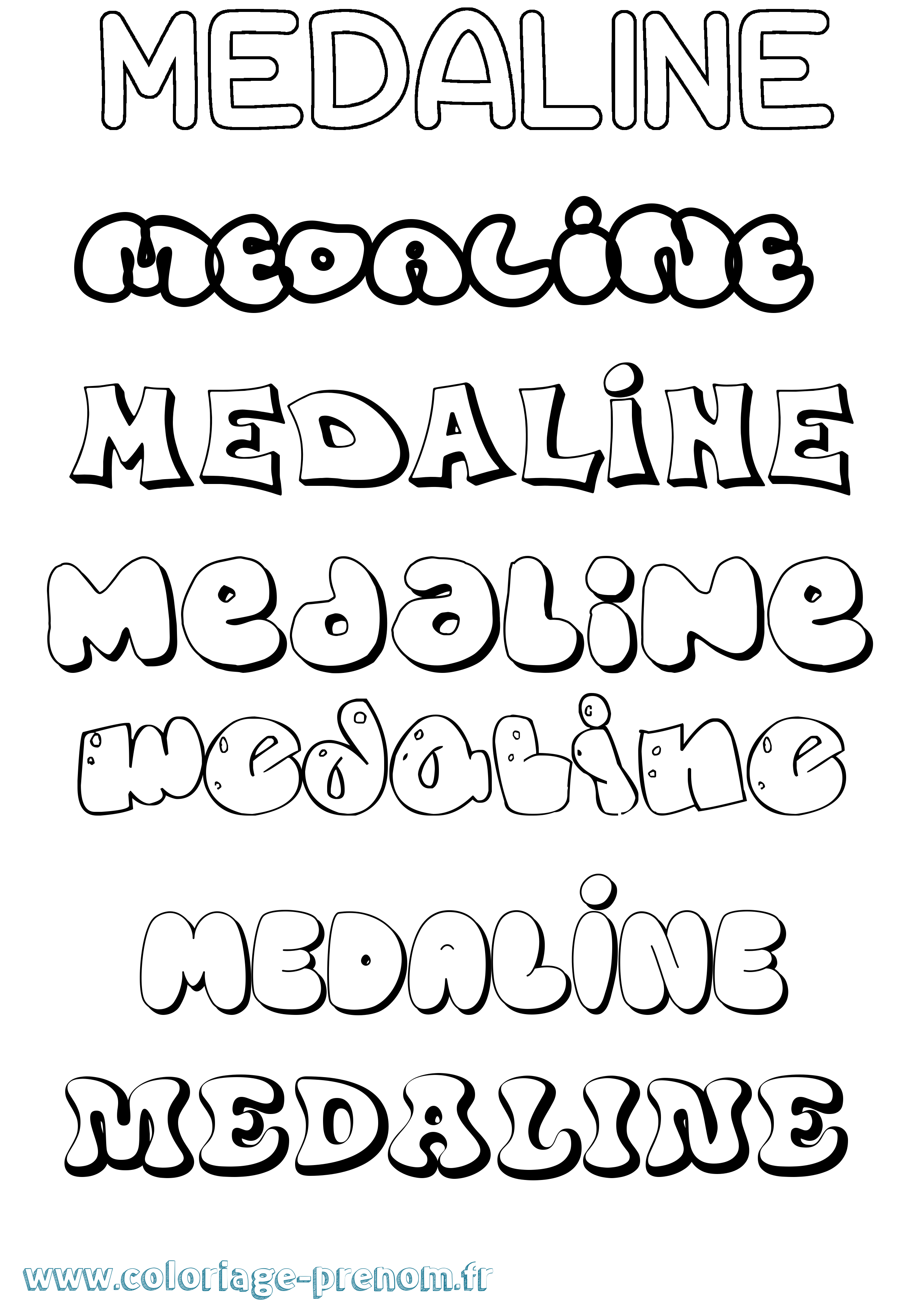 Coloriage Medaline Bubble Coloriage prénom Medaline Bubble