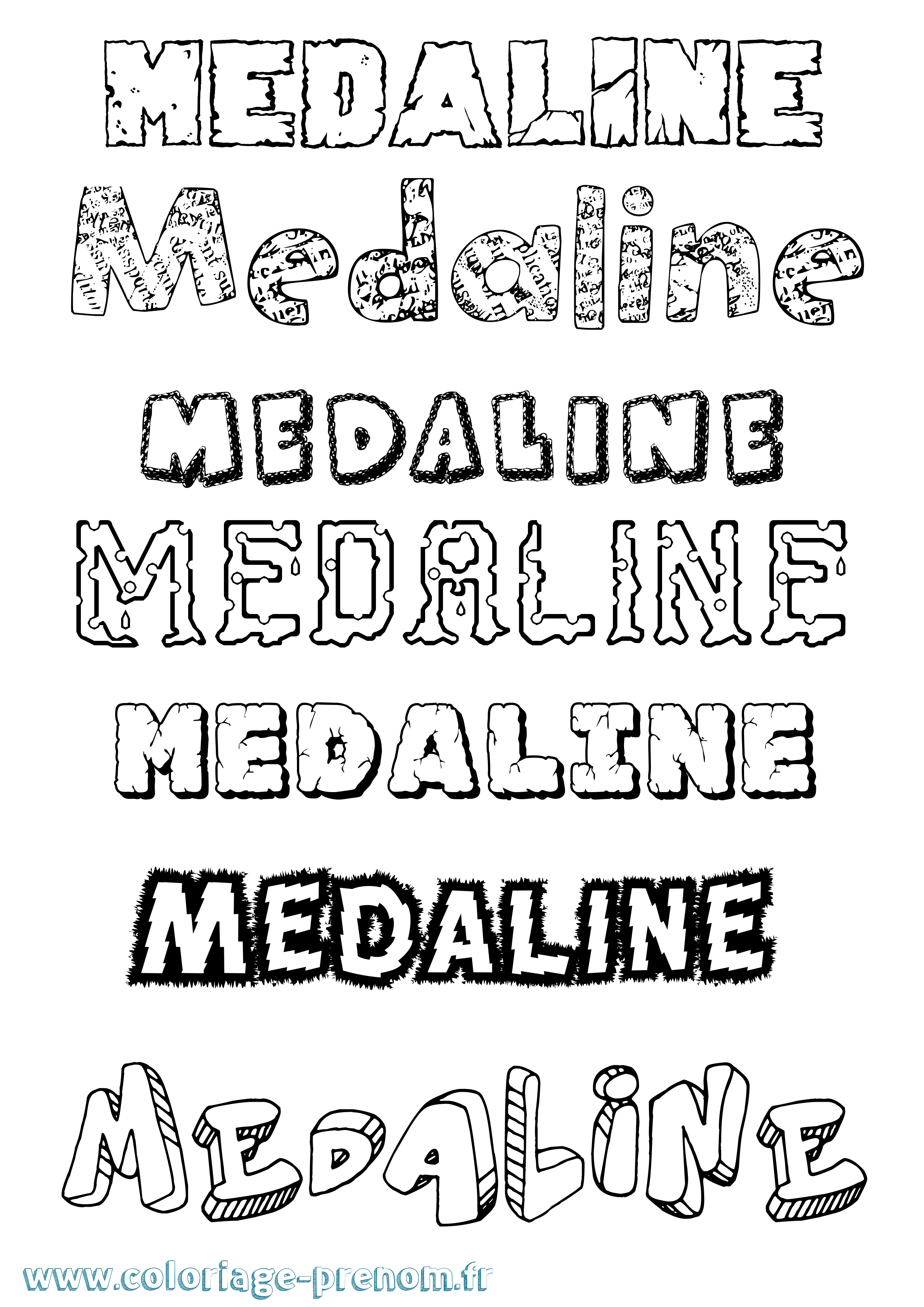 Coloriage Medaline Destructuré Coloriage prénom Medaline Destructuré