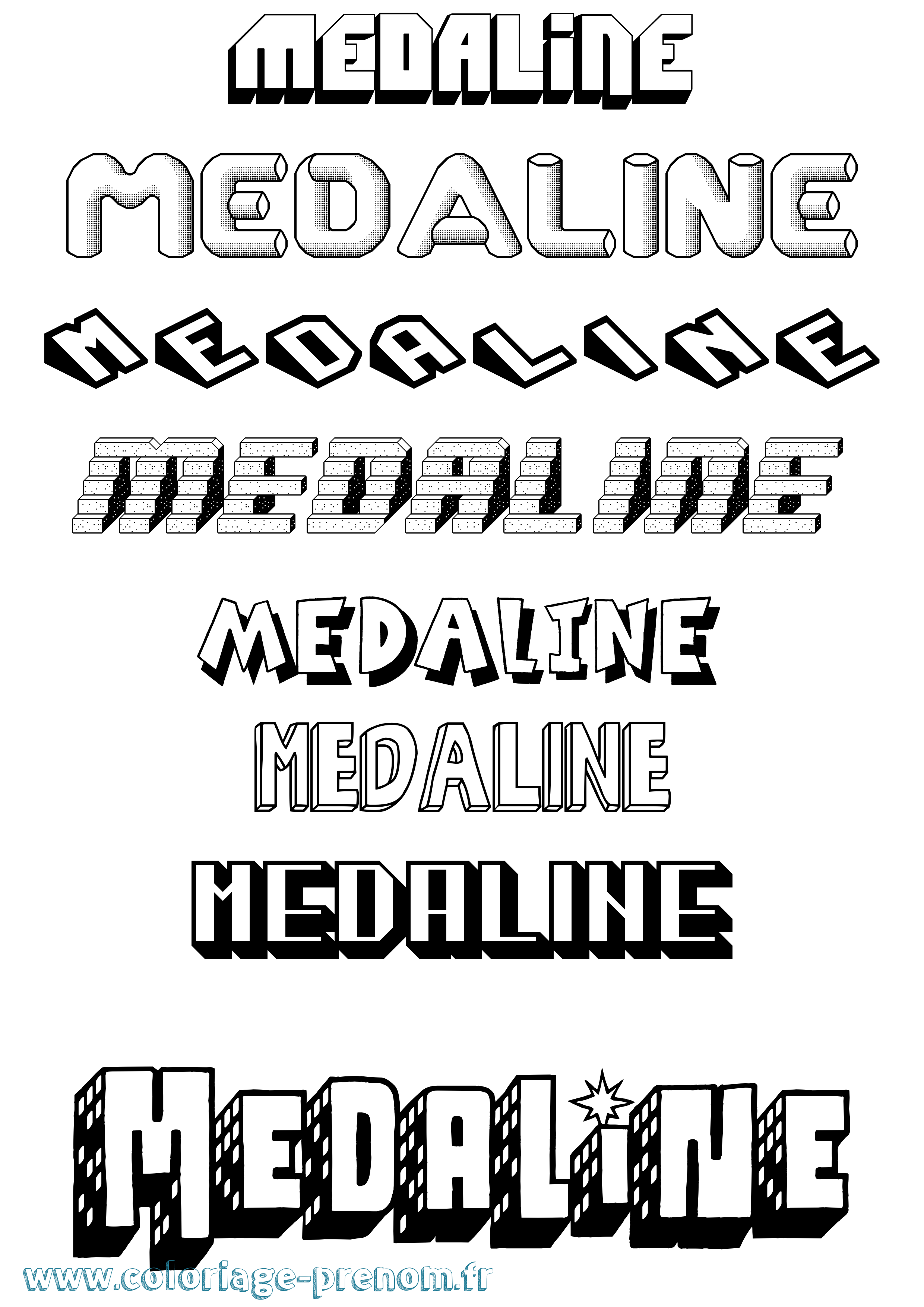 Coloriage Medaline Effet 3D Coloriage prénom Medaline Effet 3D