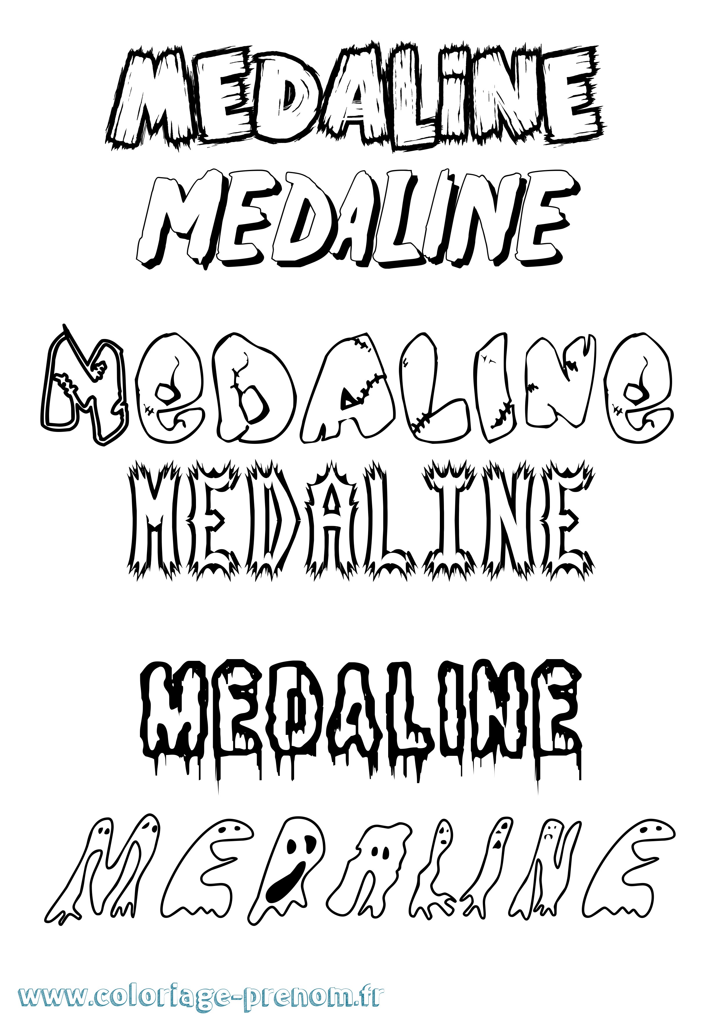 Coloriage Medaline Frisson Coloriage prénom Medaline Frisson