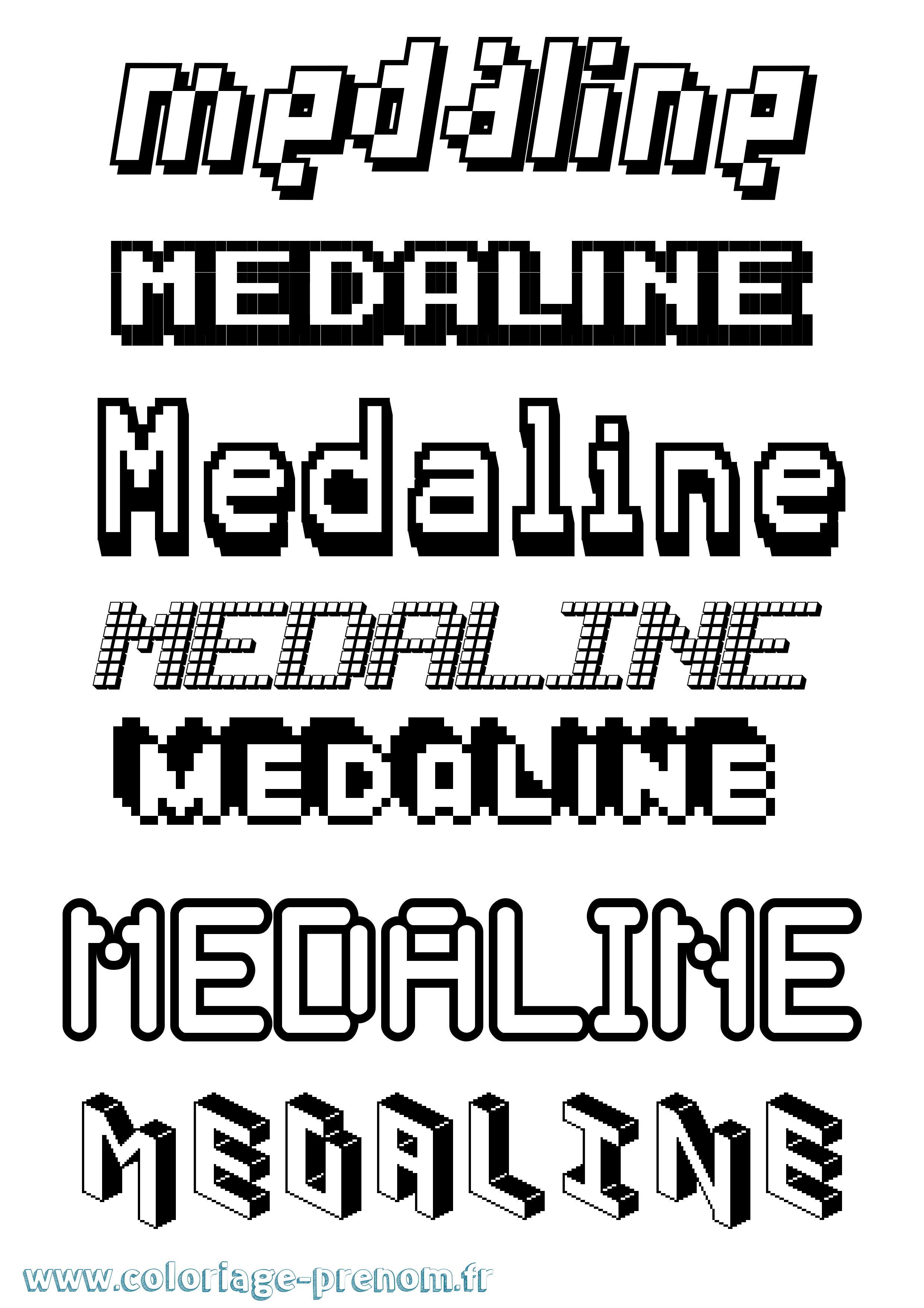 Coloriage prénom Medaline Pixel