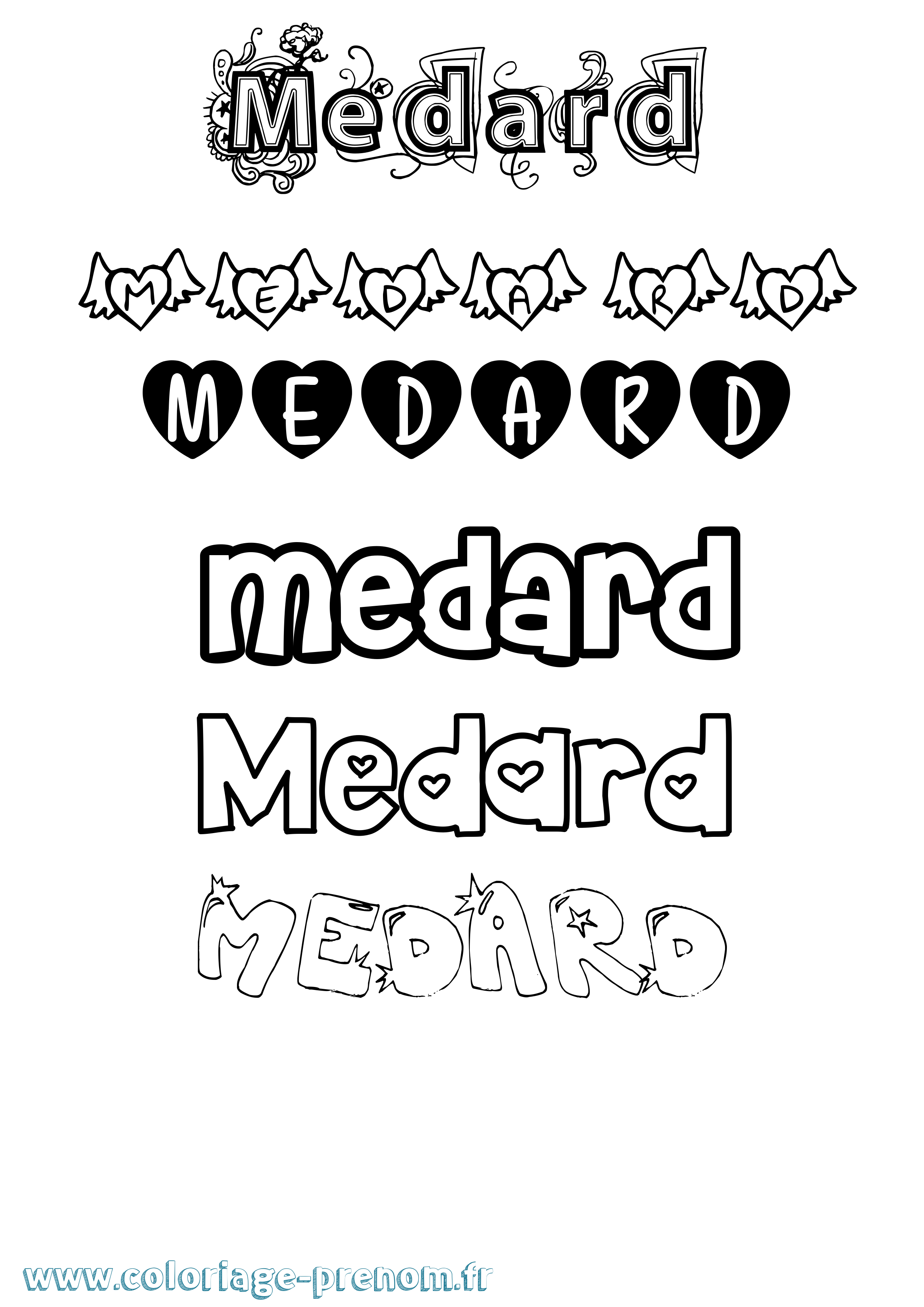 Coloriage prénom Medard Girly