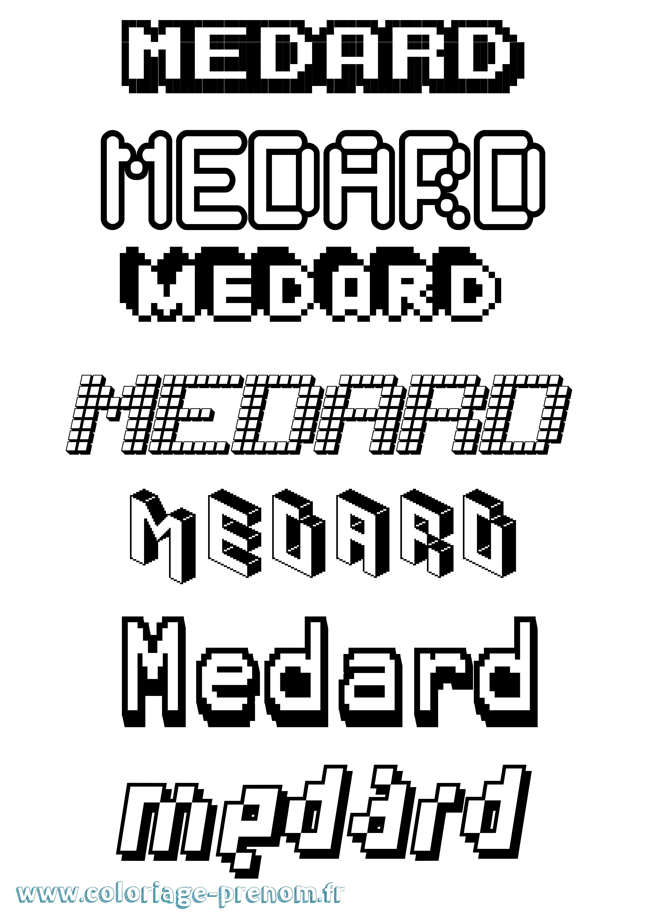 Coloriage prénom Medard Pixel