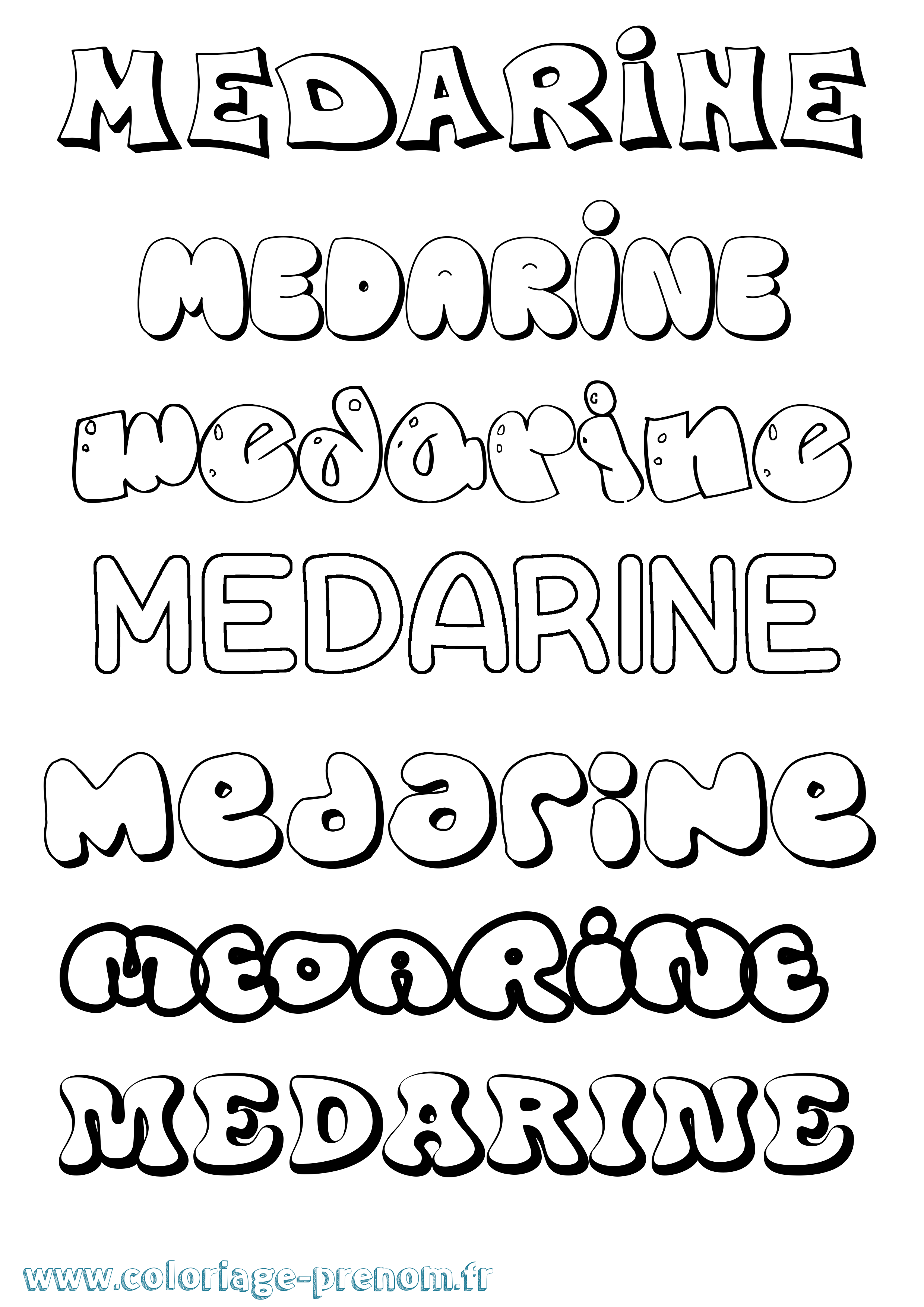 Coloriage prénom Medarine Bubble