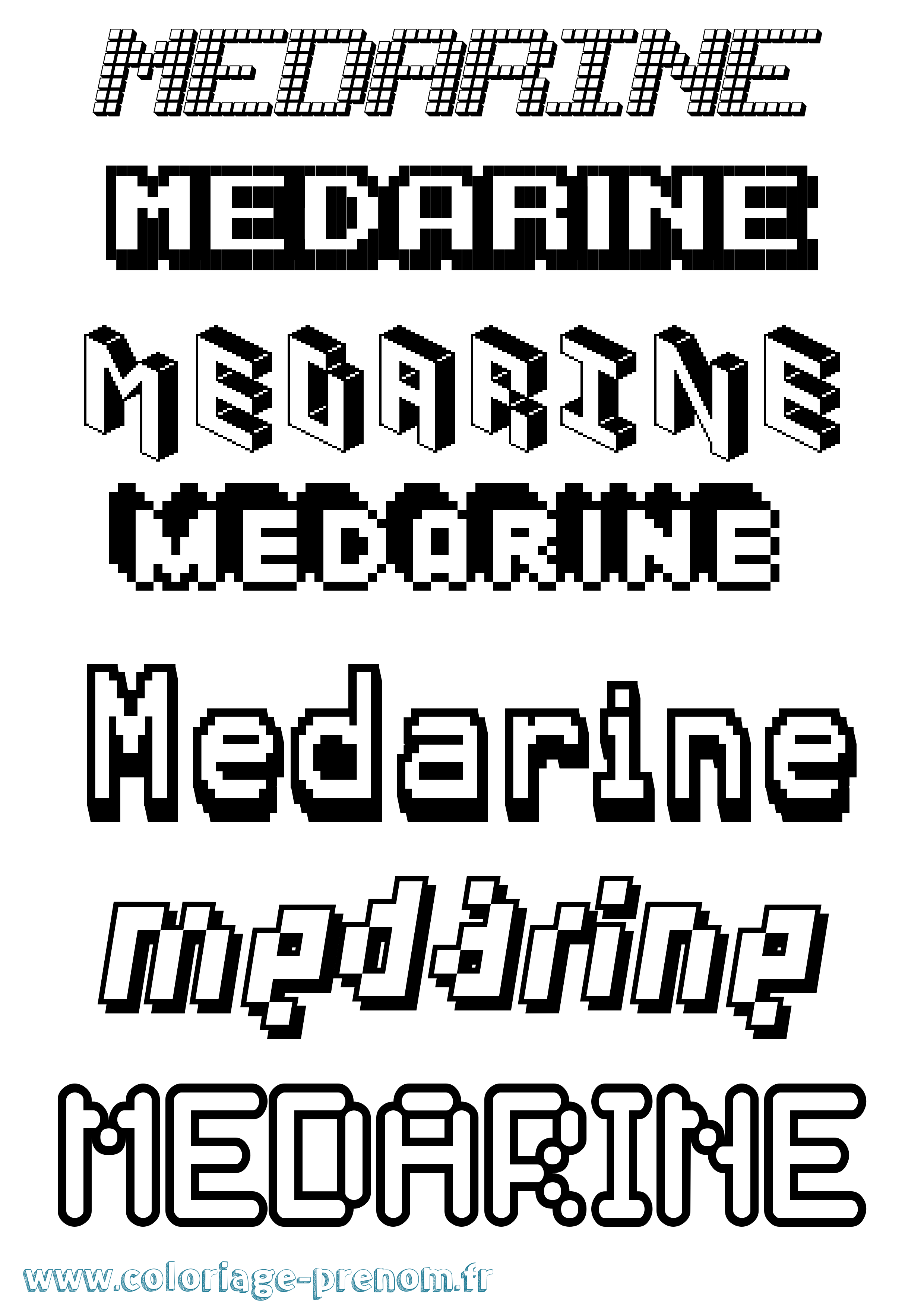Coloriage prénom Medarine Pixel