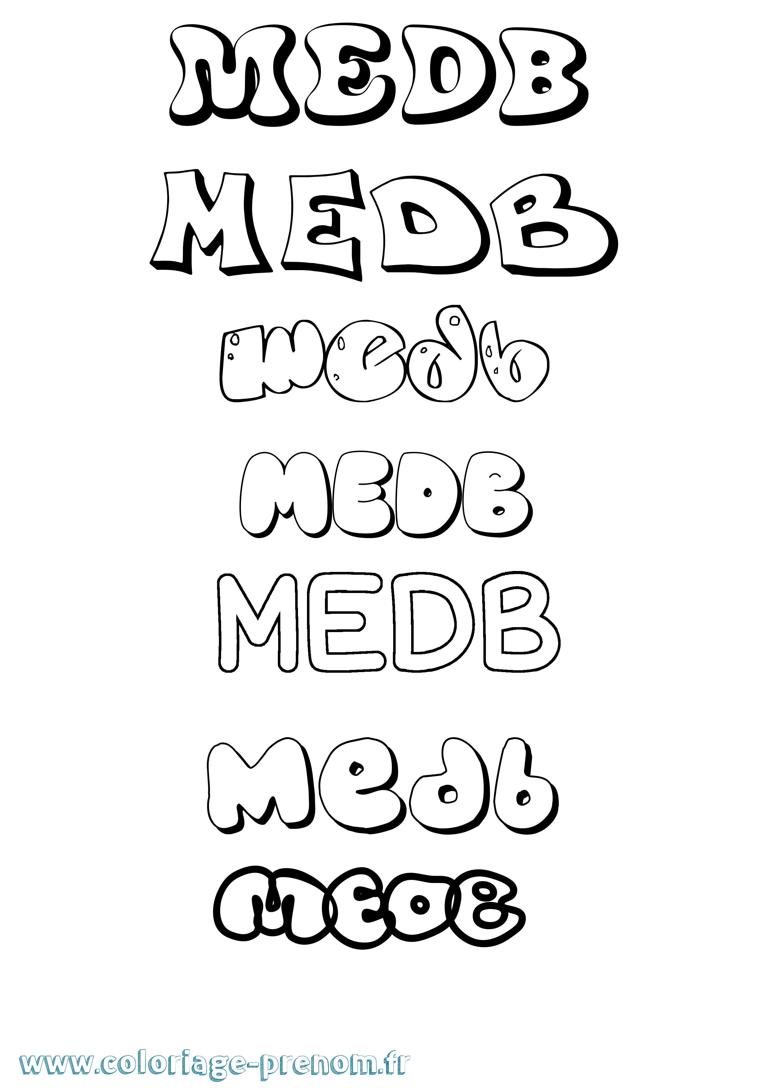 Coloriage prénom Medb Bubble