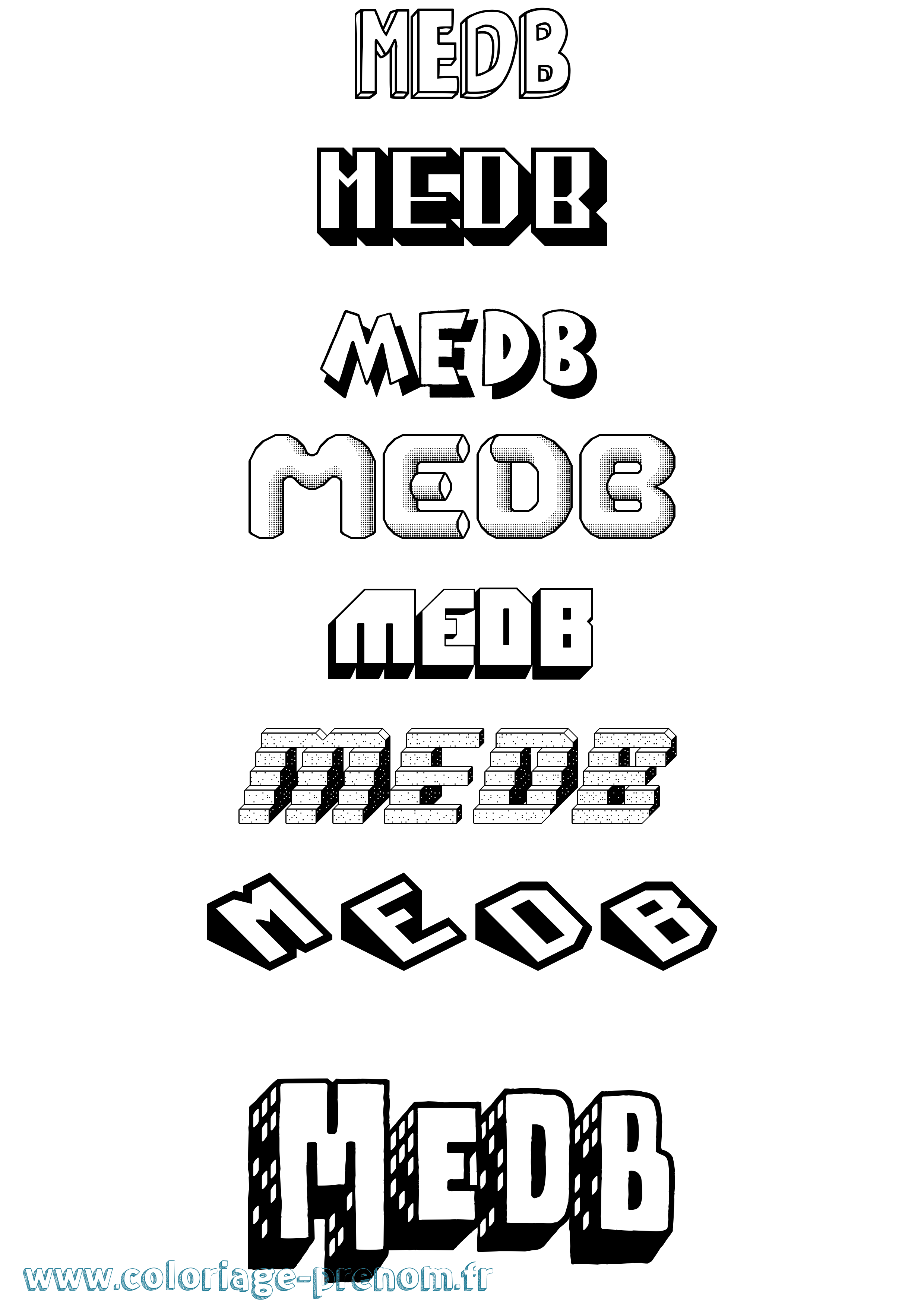 Coloriage prénom Medb Effet 3D