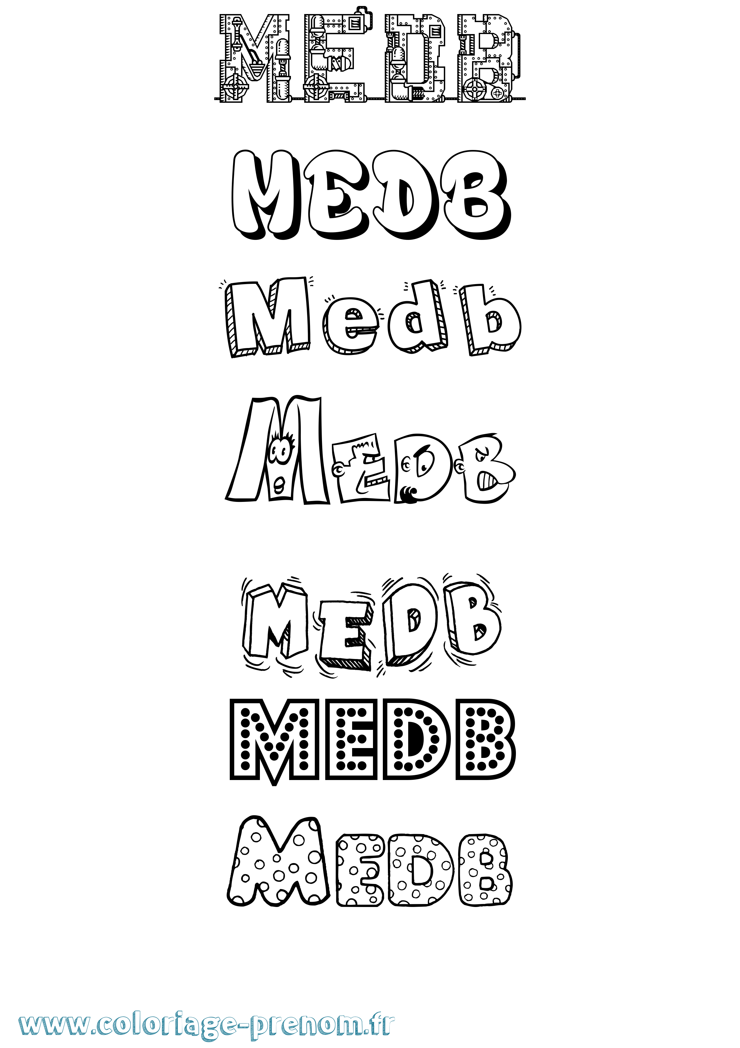 Coloriage prénom Medb Fun