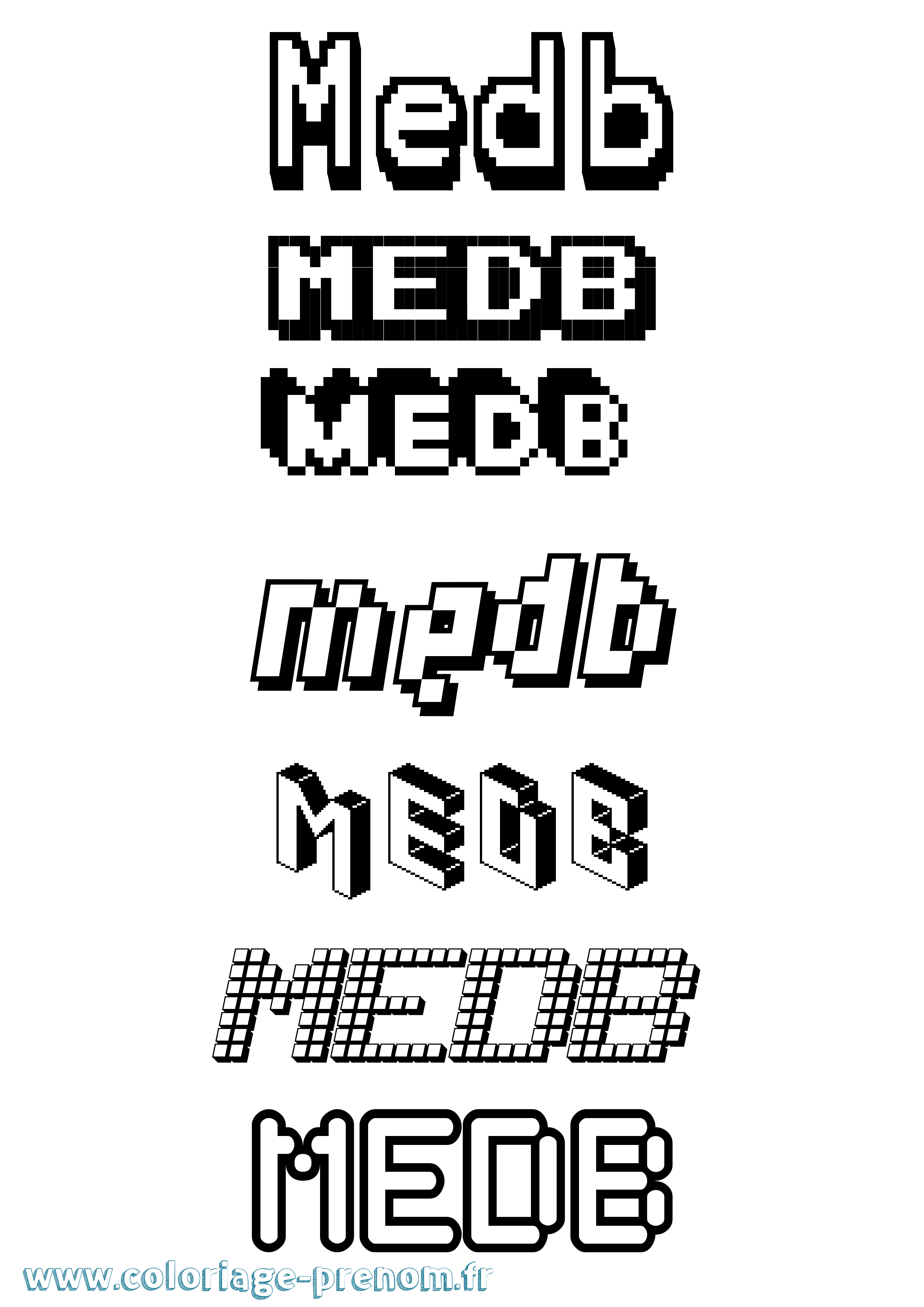 Coloriage prénom Medb Pixel