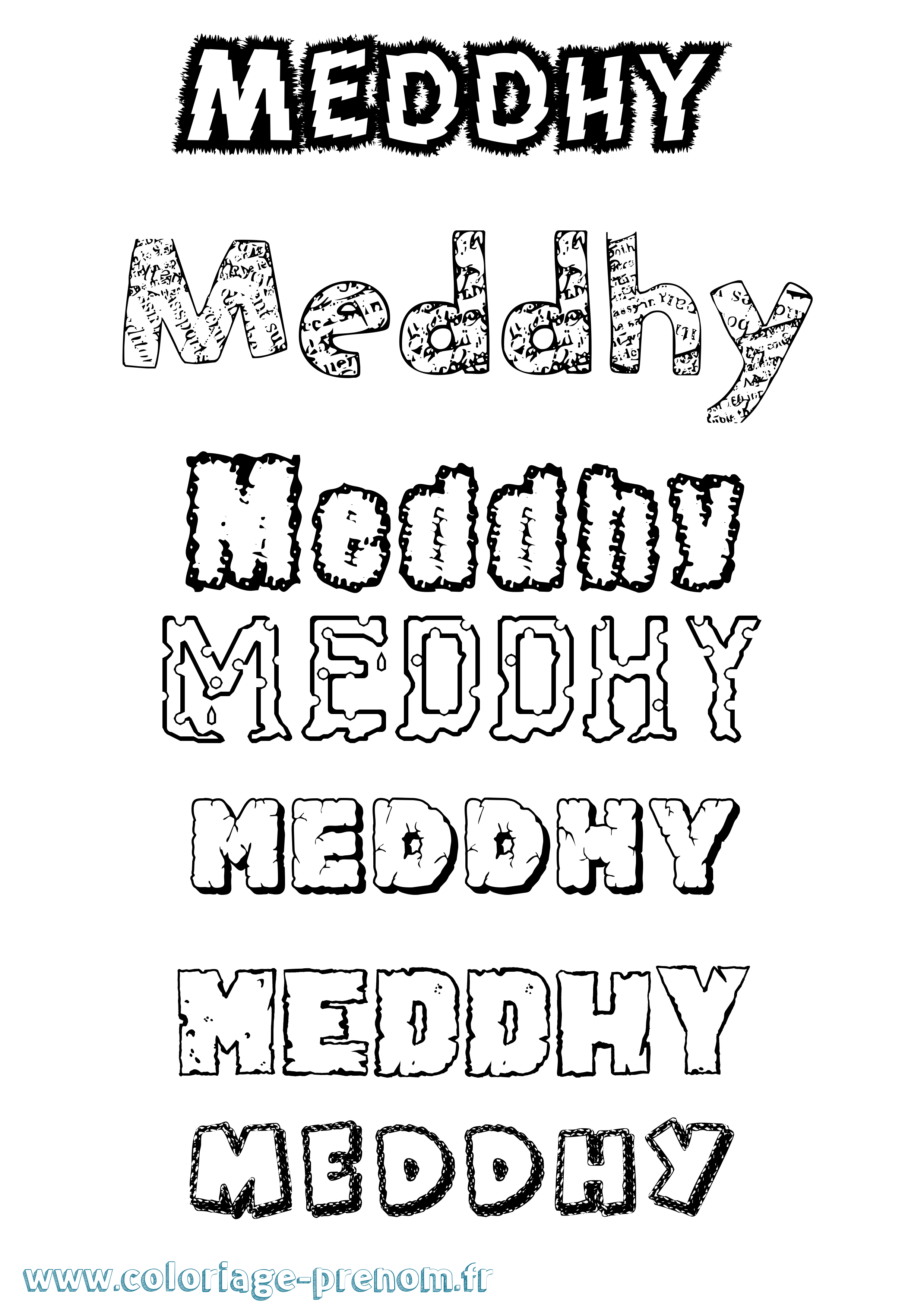 Coloriage prénom Meddhy Destructuré