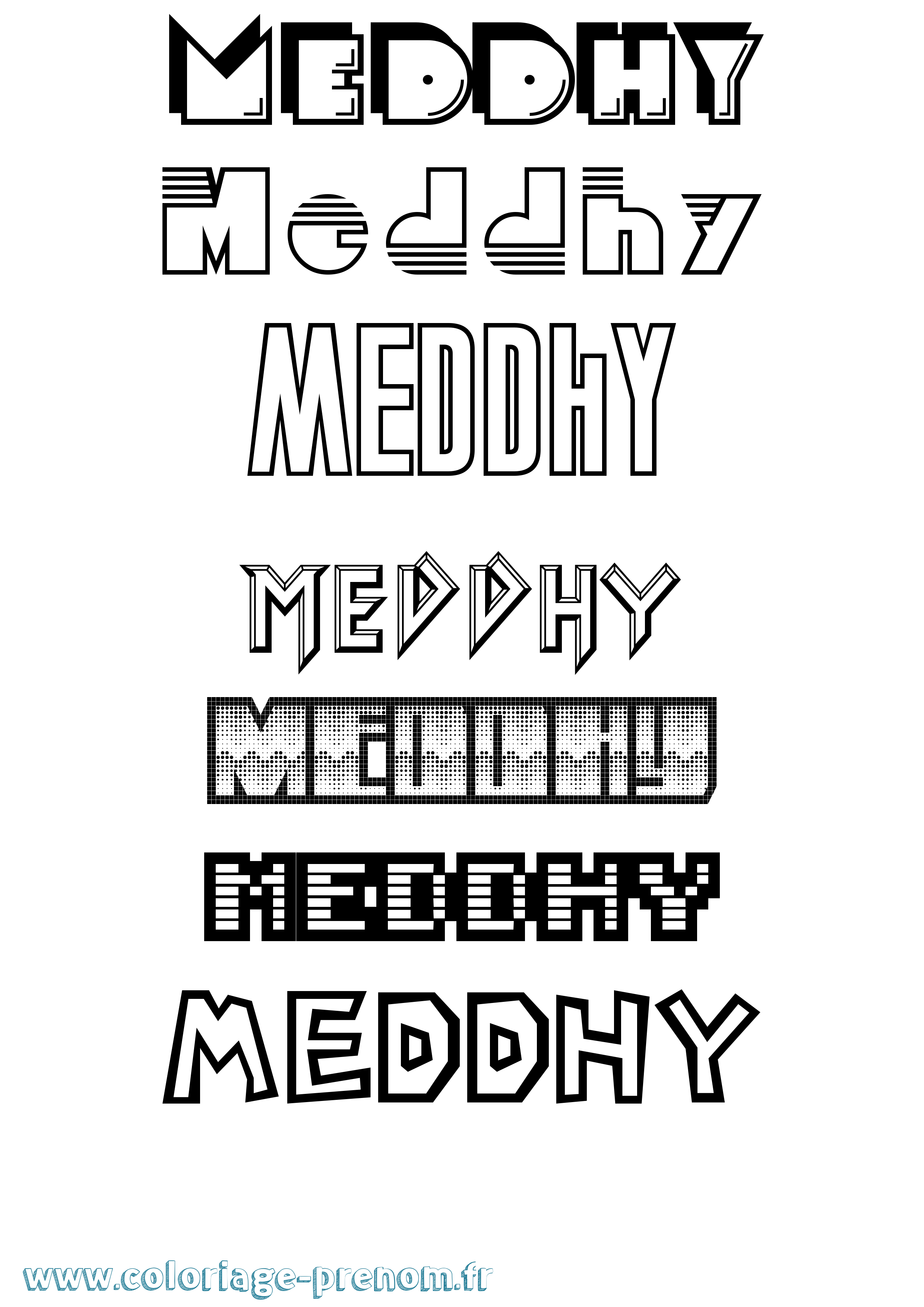 Coloriage prénom Meddhy Jeux Vidéos