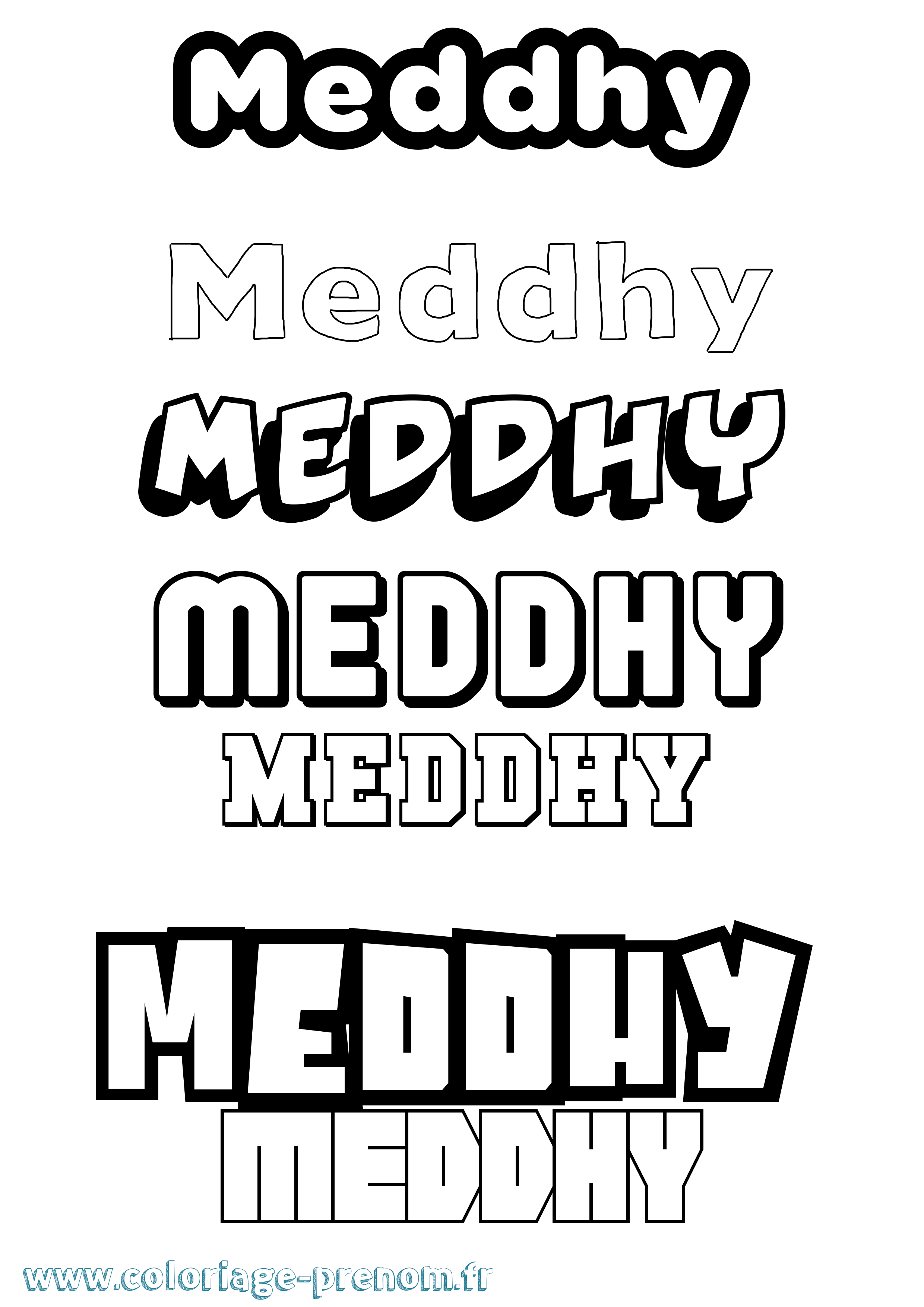 Coloriage prénom Meddhy Simple