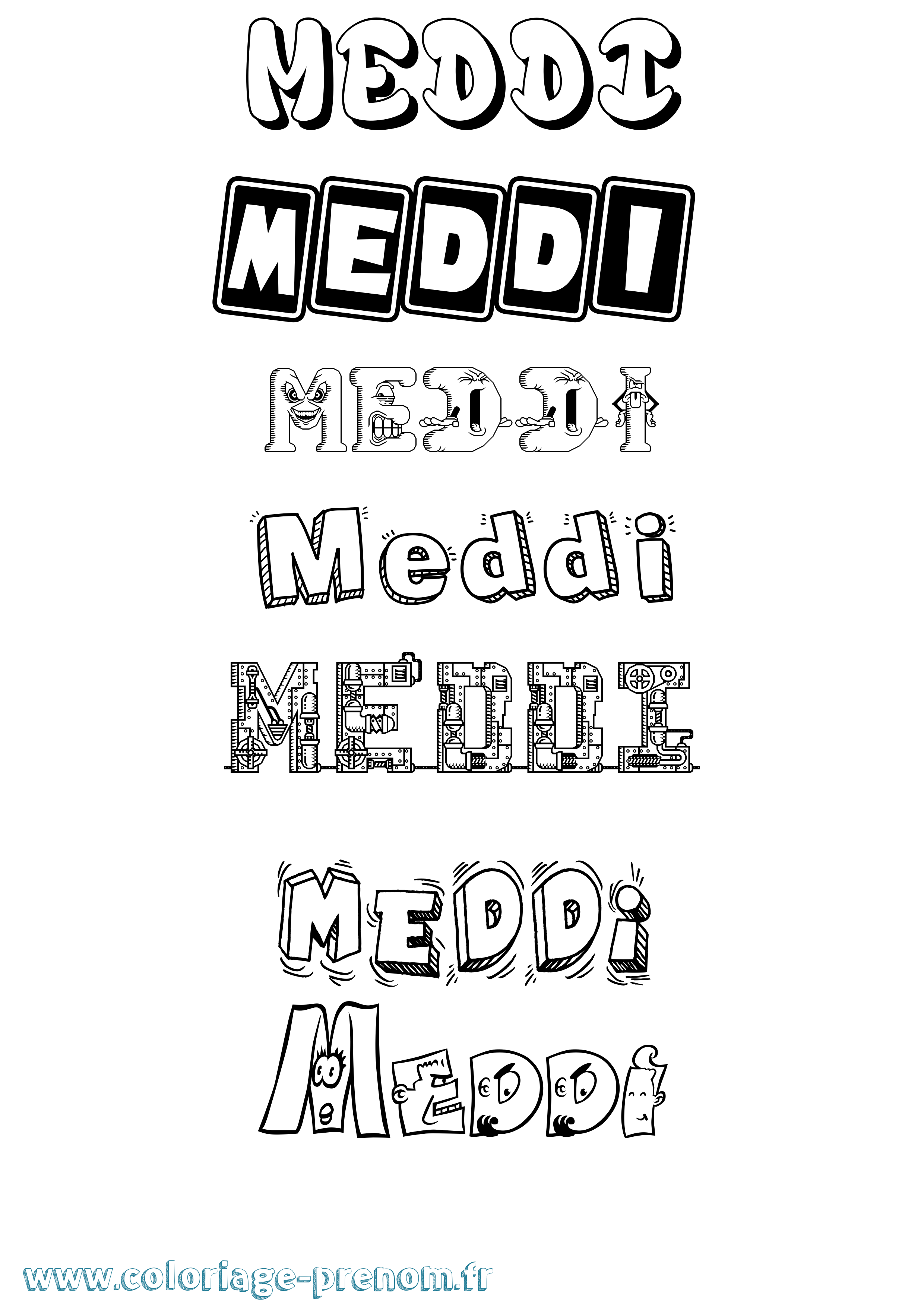 Coloriage prénom Meddi Fun