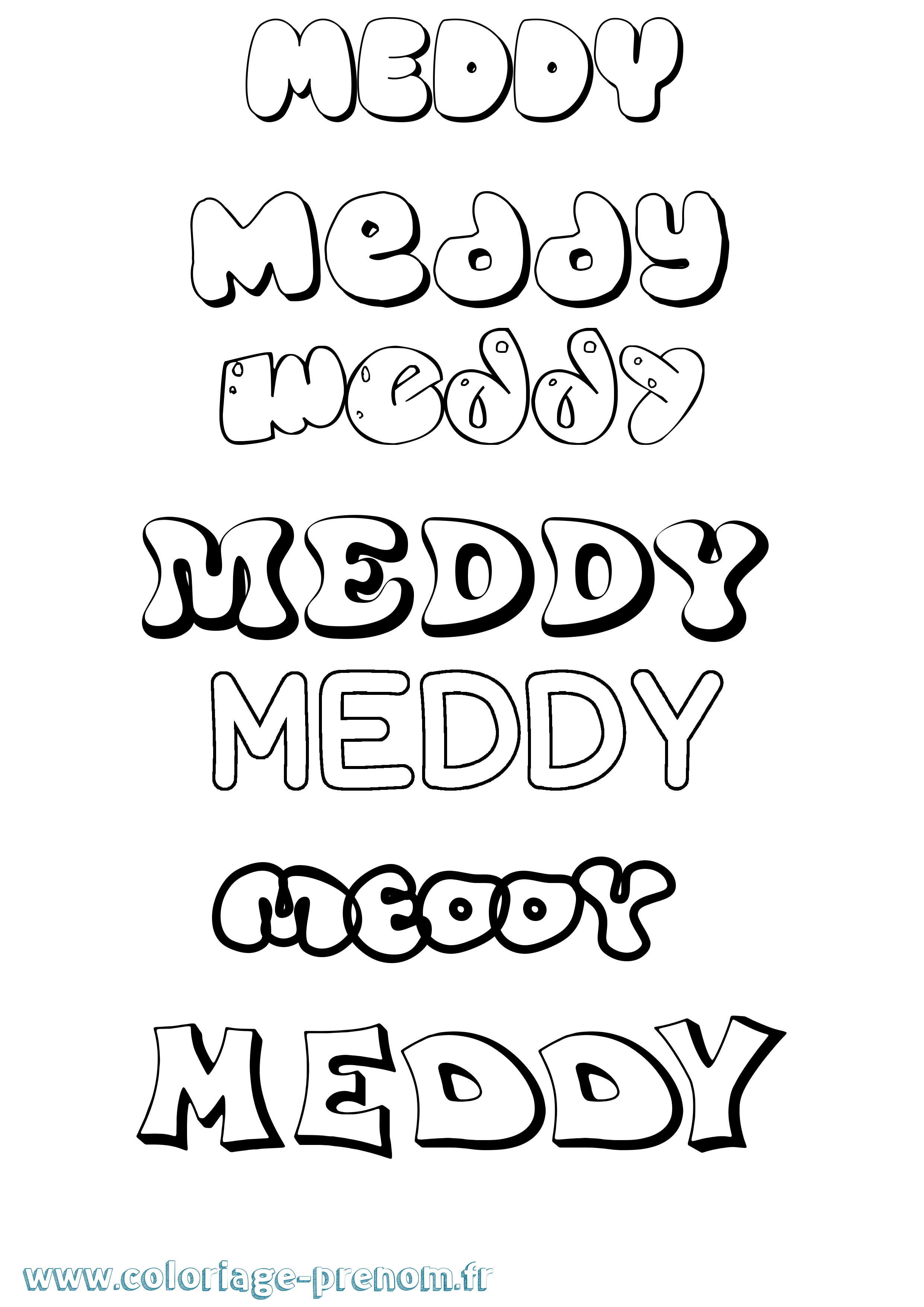 Coloriage prénom Meddy Bubble