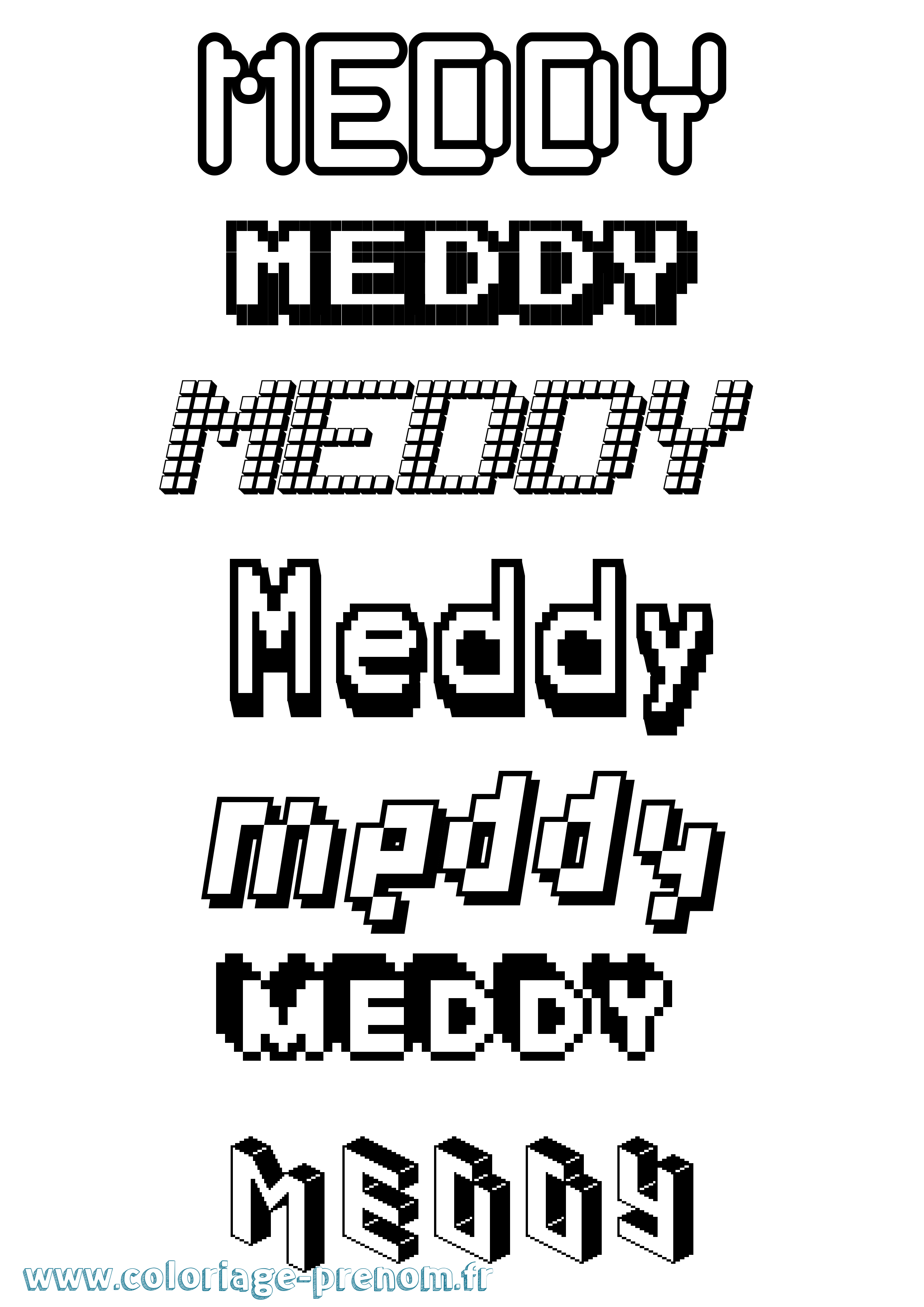 Coloriage prénom Meddy Pixel