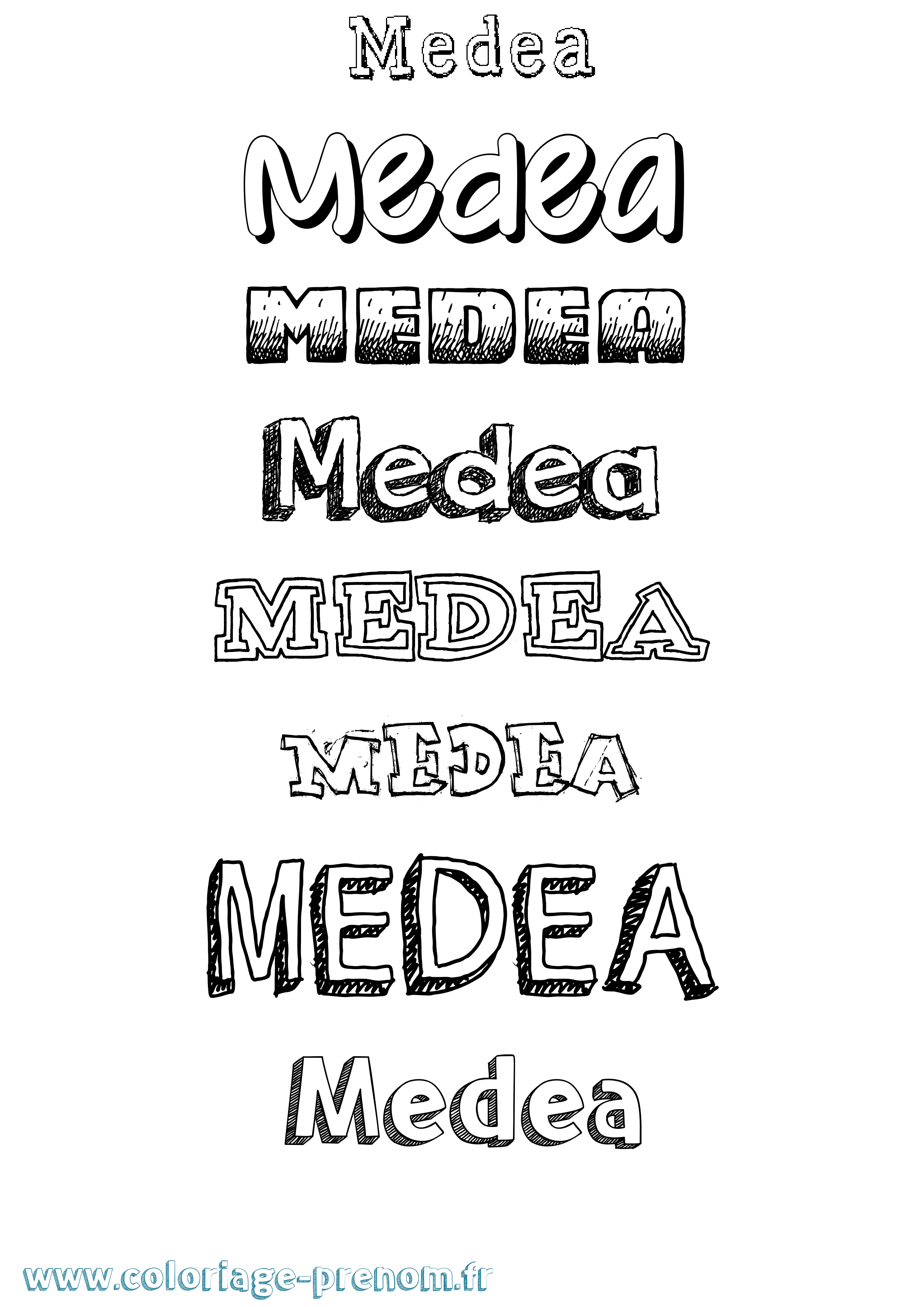 Coloriage prénom Medea Dessiné