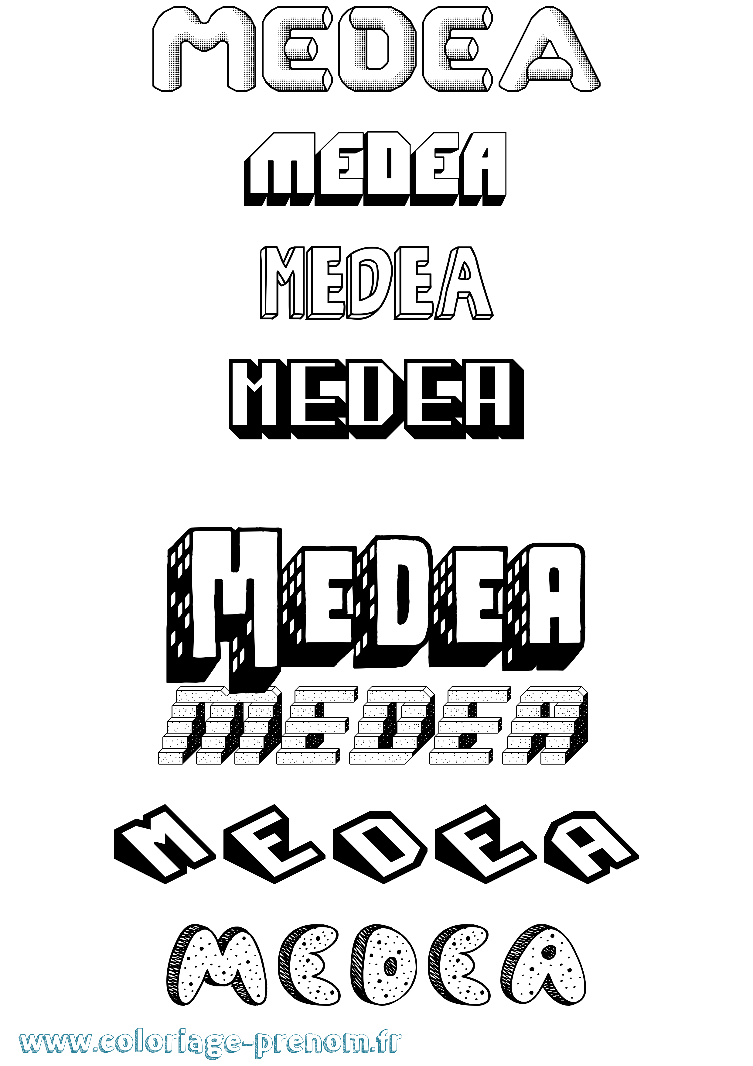 Coloriage prénom Medea Effet 3D
