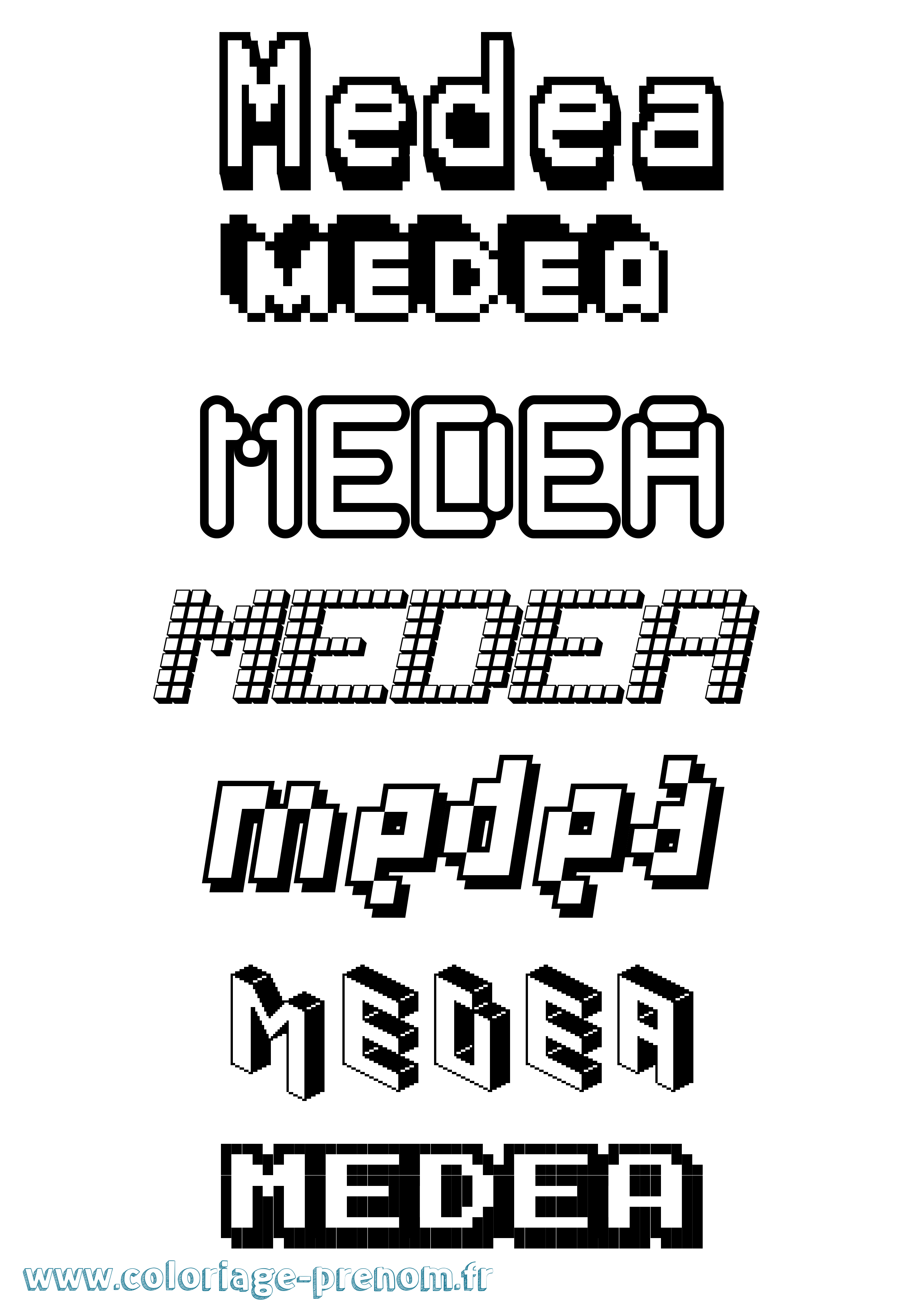 Coloriage prénom Medea Pixel