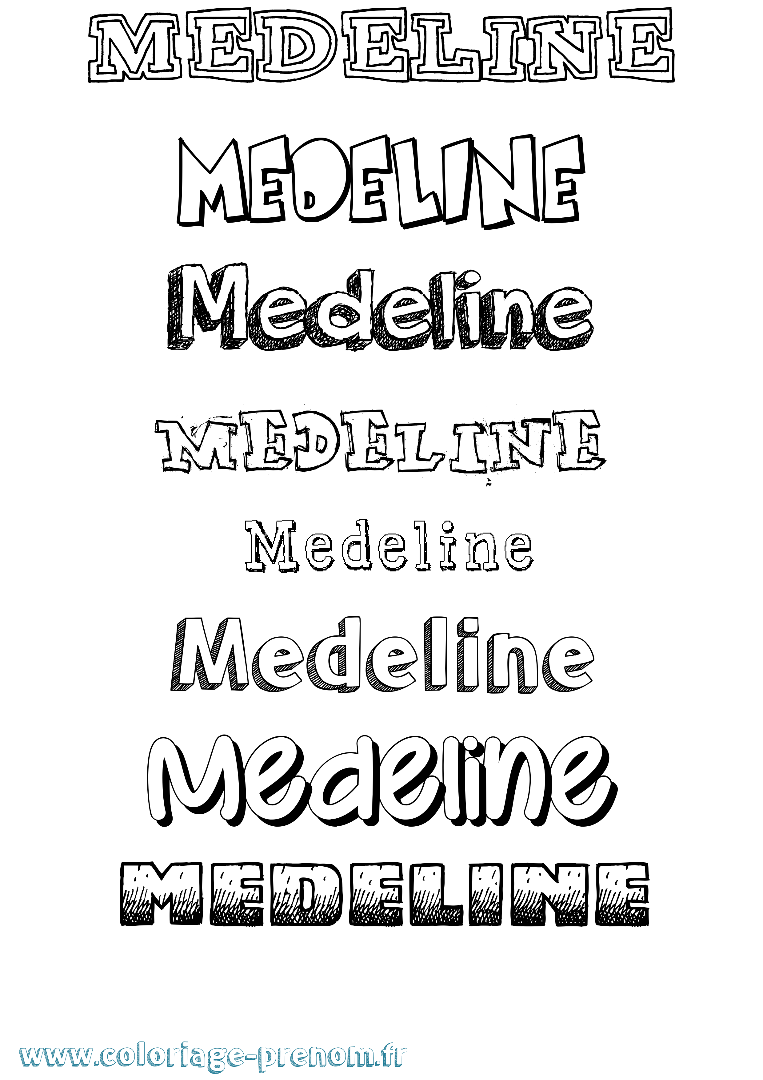 Coloriage prénom Medeline Dessiné