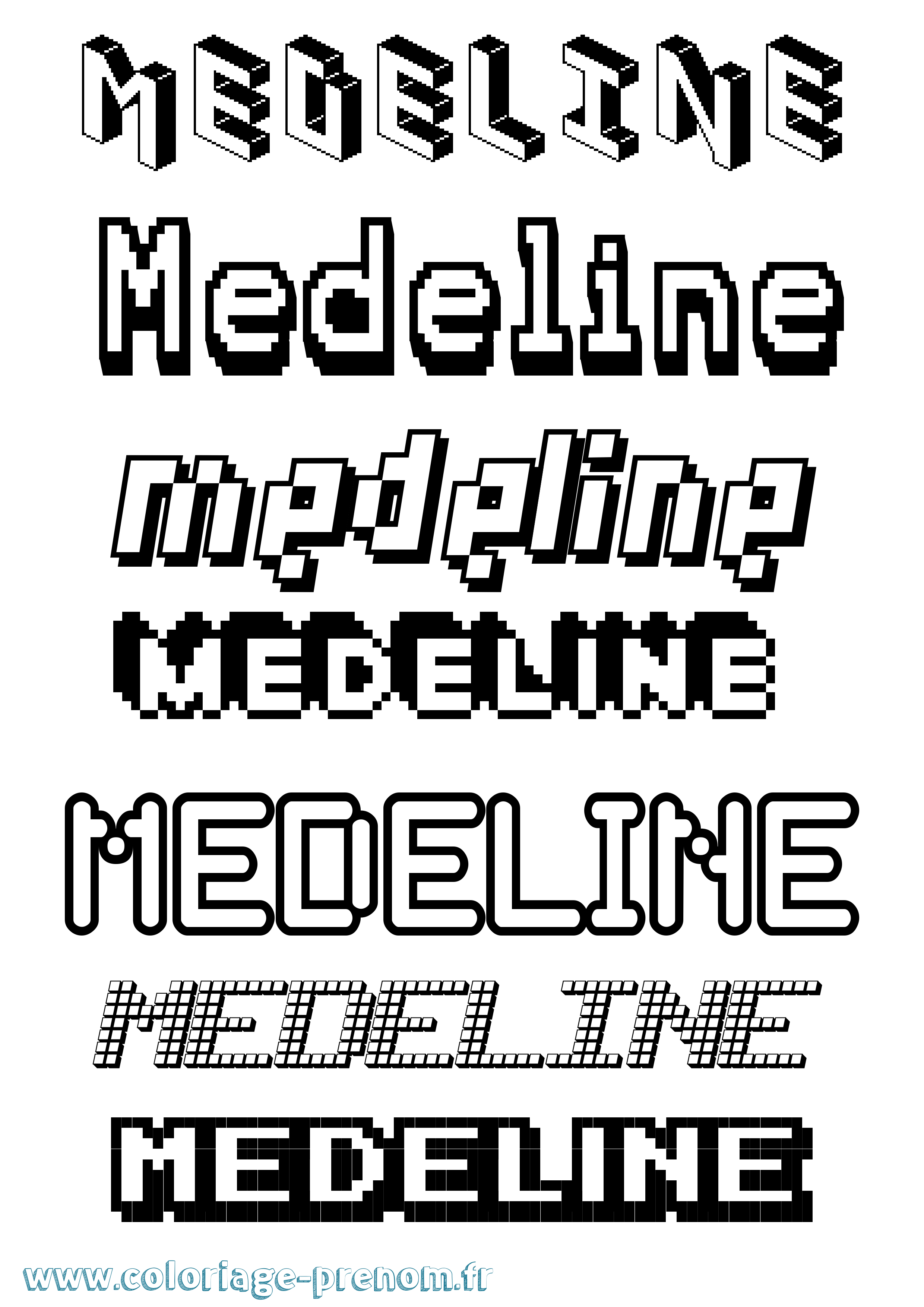 Coloriage prénom Medeline Pixel