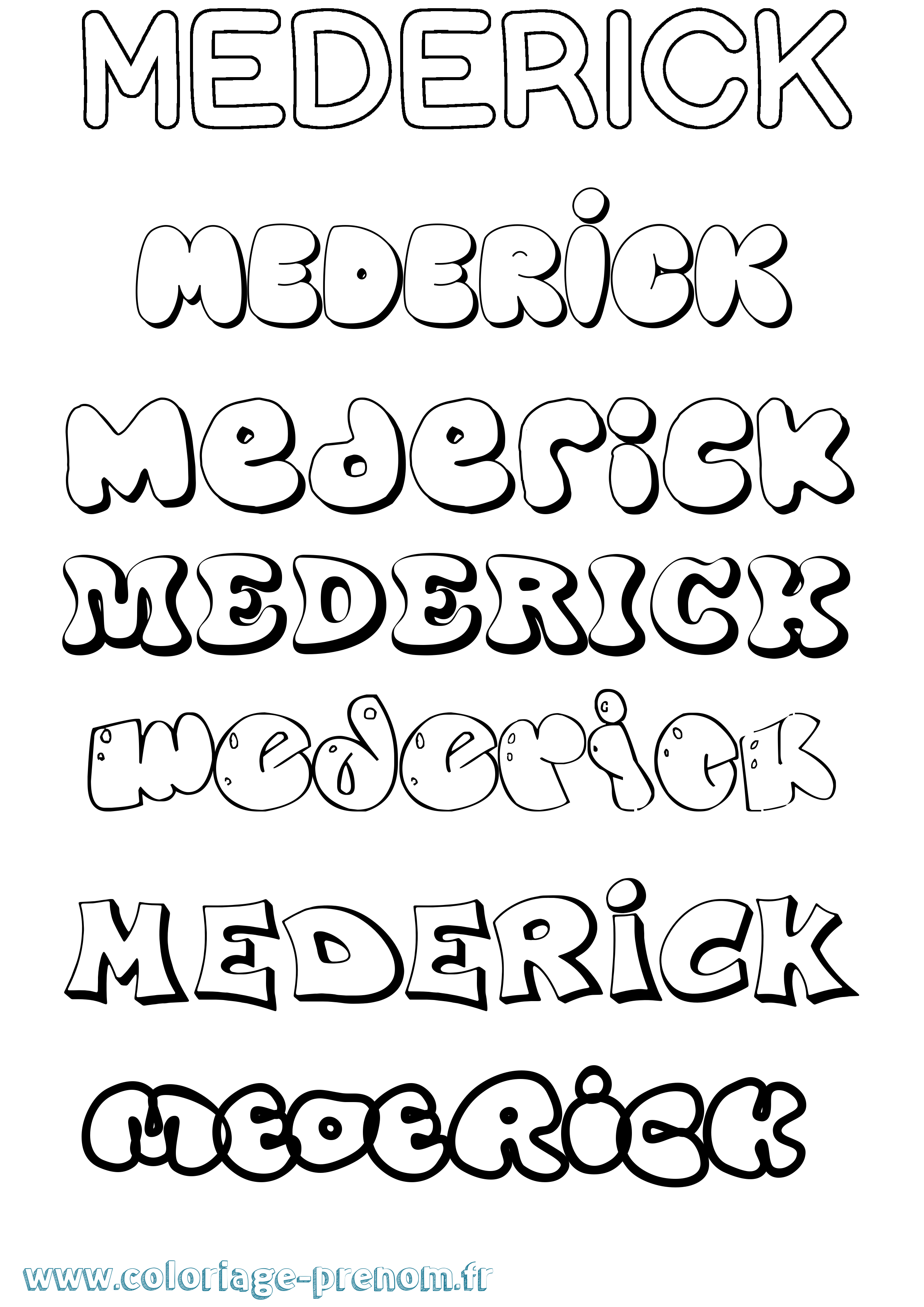 Coloriage prénom Mederick Bubble