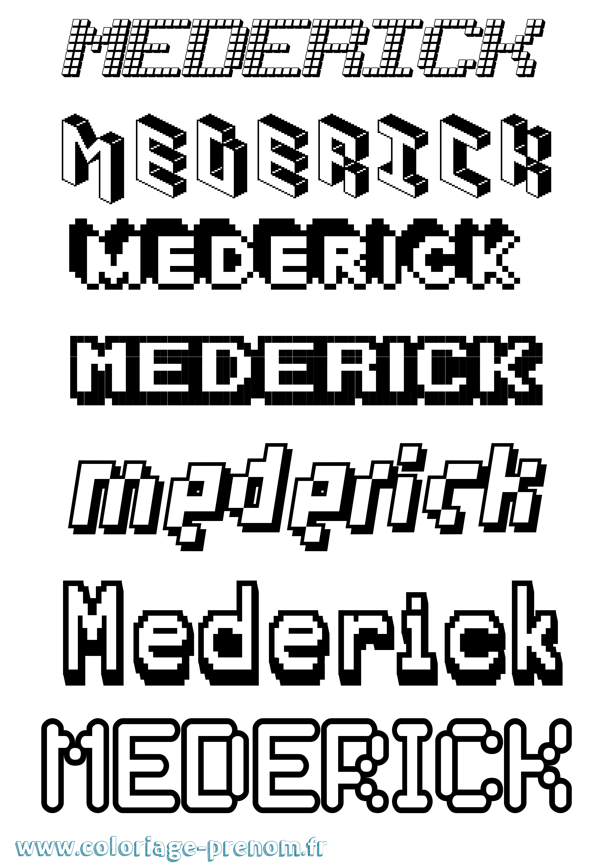 Coloriage prénom Mederick Pixel