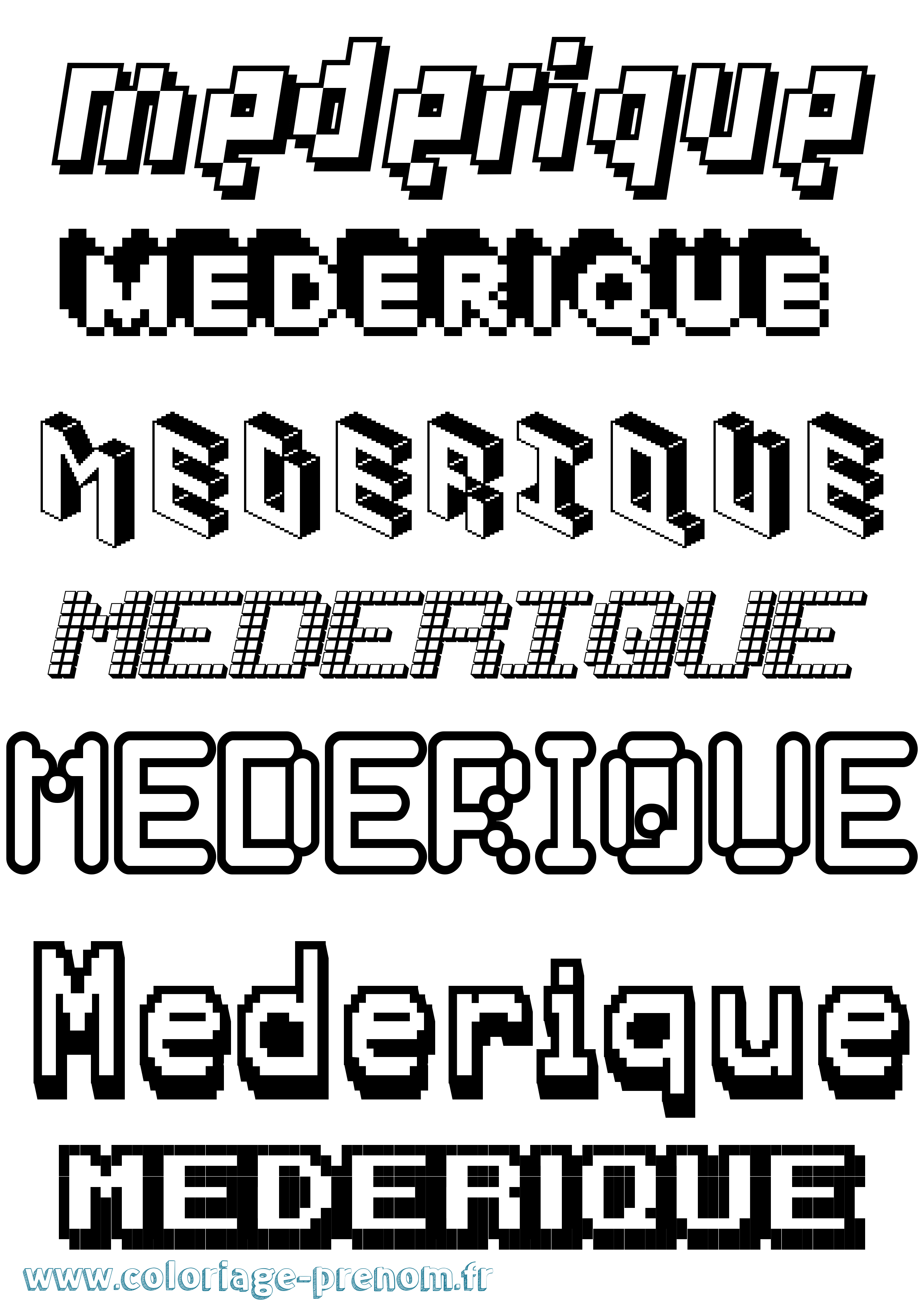 Coloriage prénom Mederique Pixel