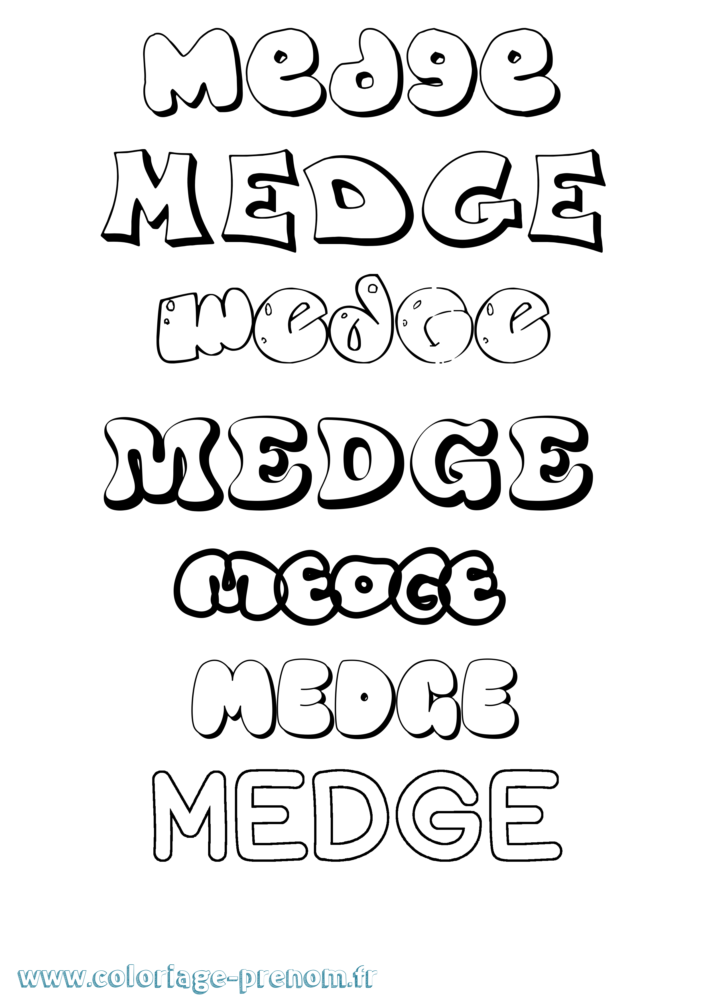 Coloriage prénom Medge Bubble