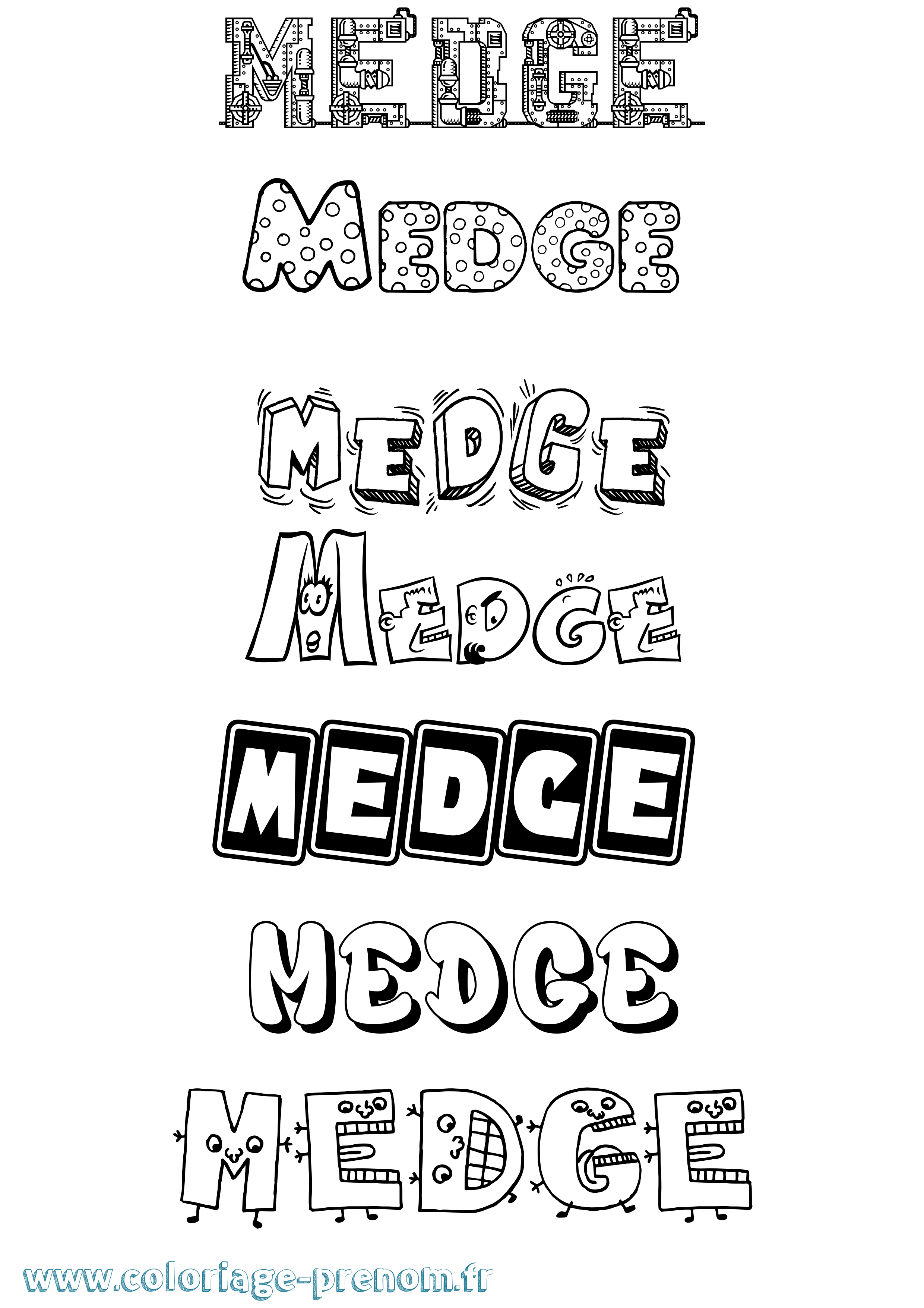 Coloriage prénom Medge Fun