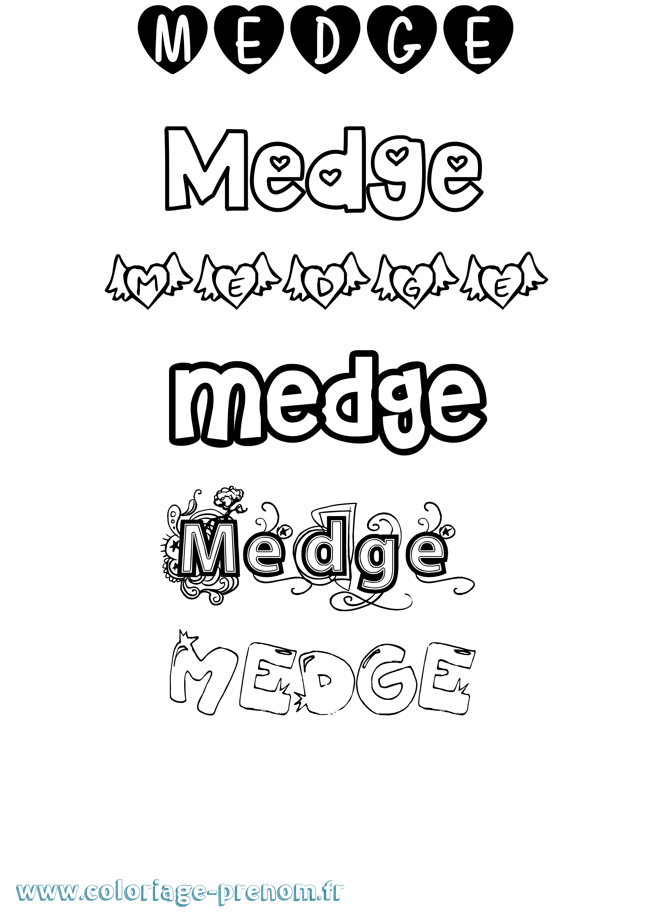 Coloriage prénom Medge Girly