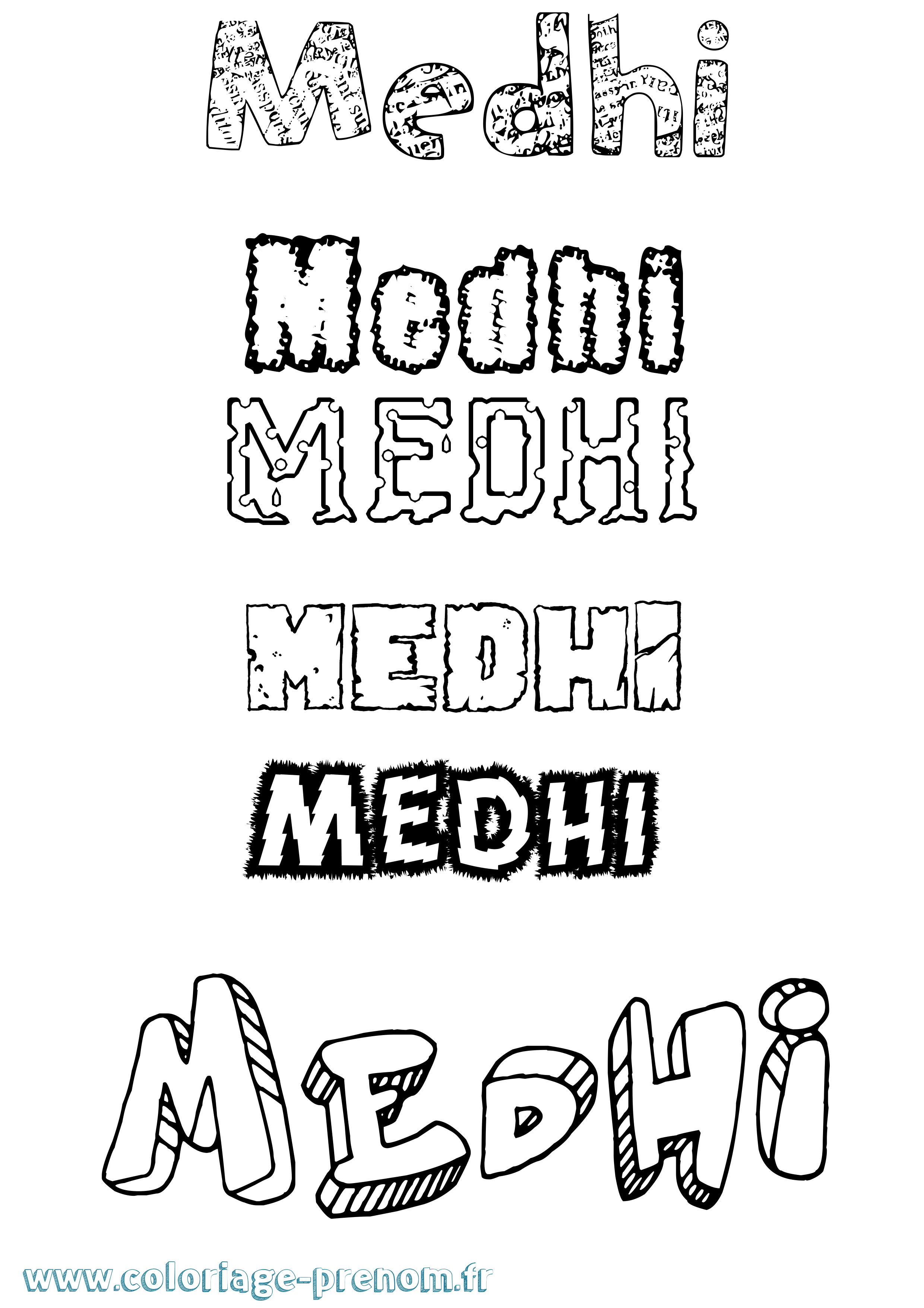 Coloriage prénom Medhi Destructuré