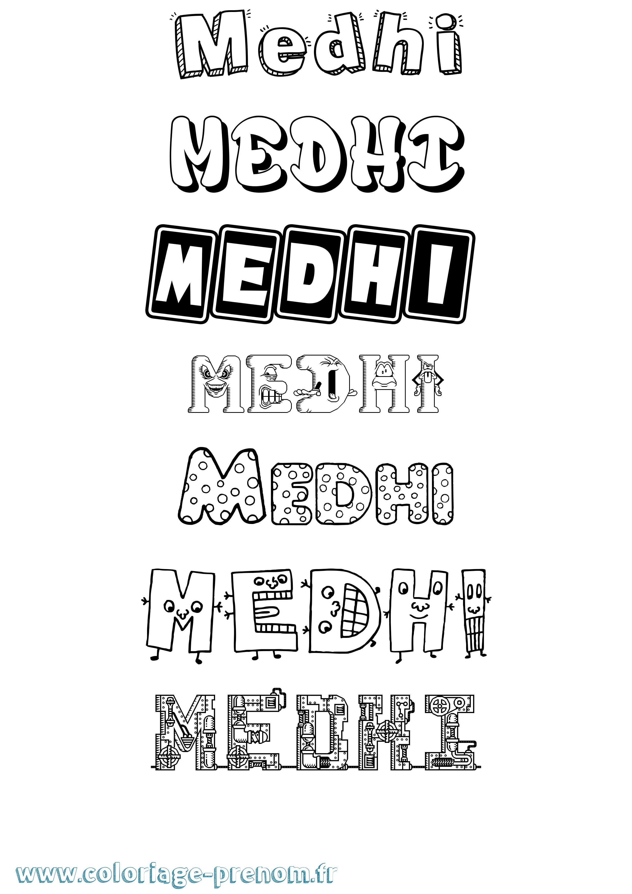 Coloriage prénom Medhi Fun
