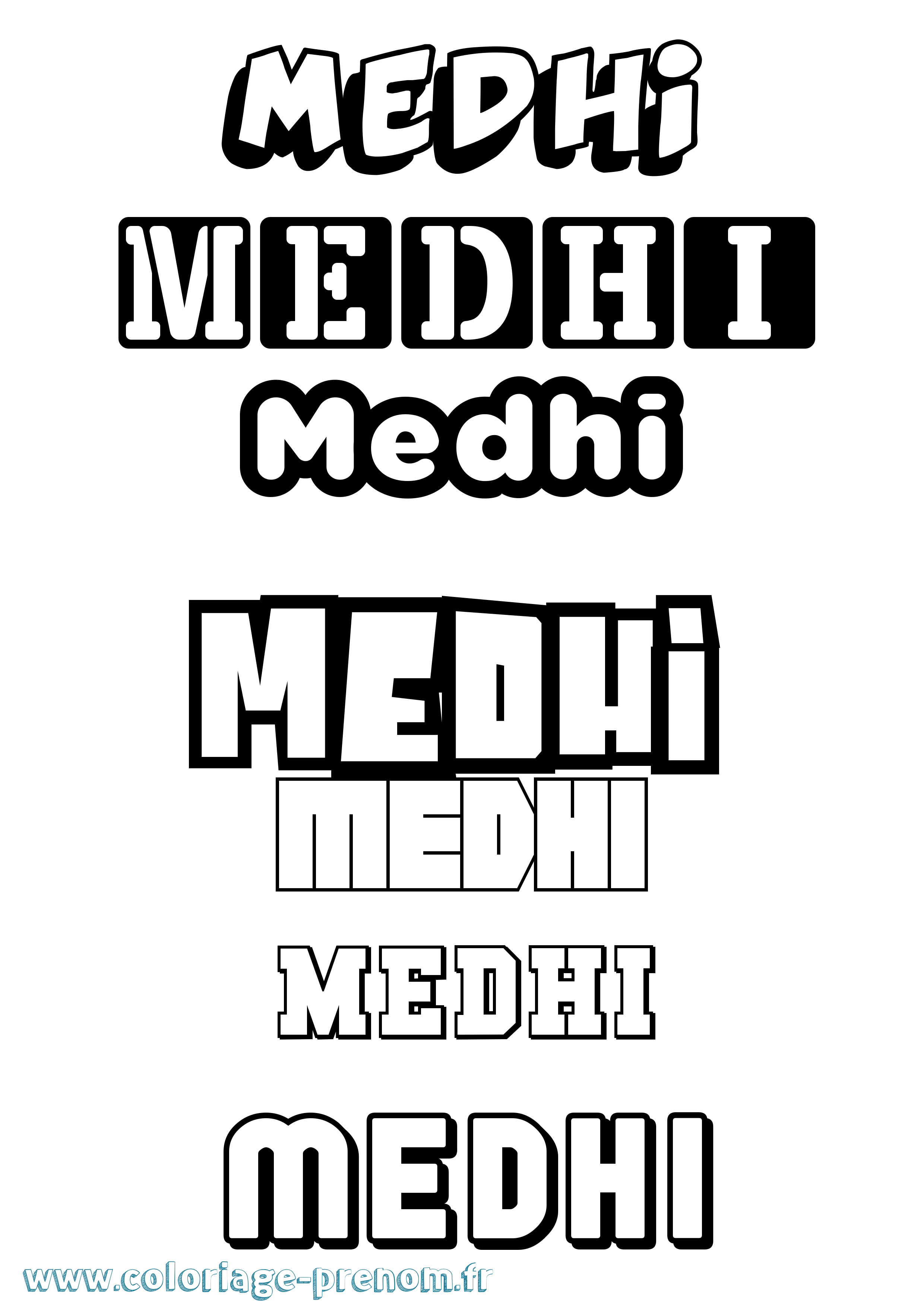 Coloriage prénom Medhi Simple
