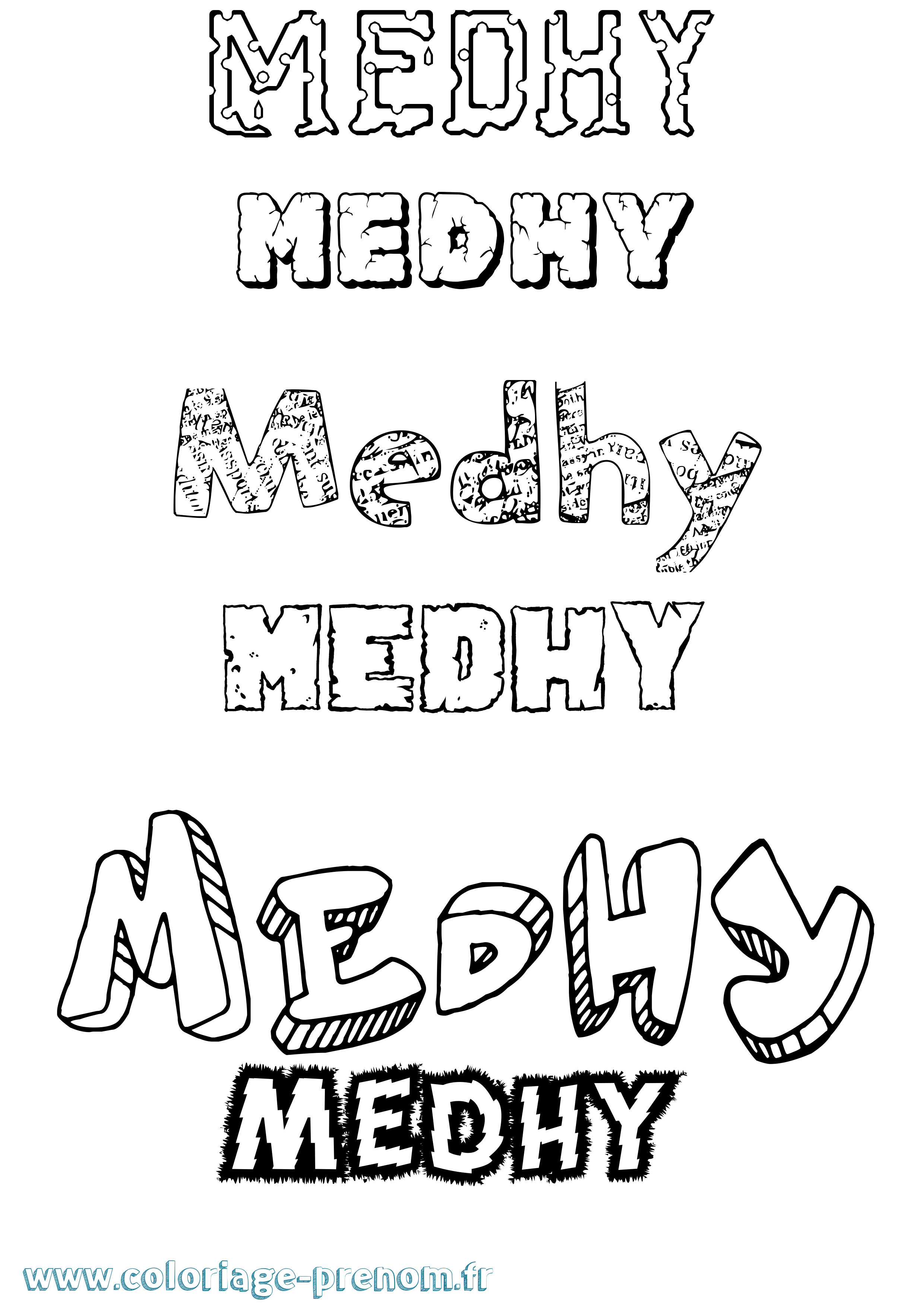 Coloriage prénom Medhy Destructuré