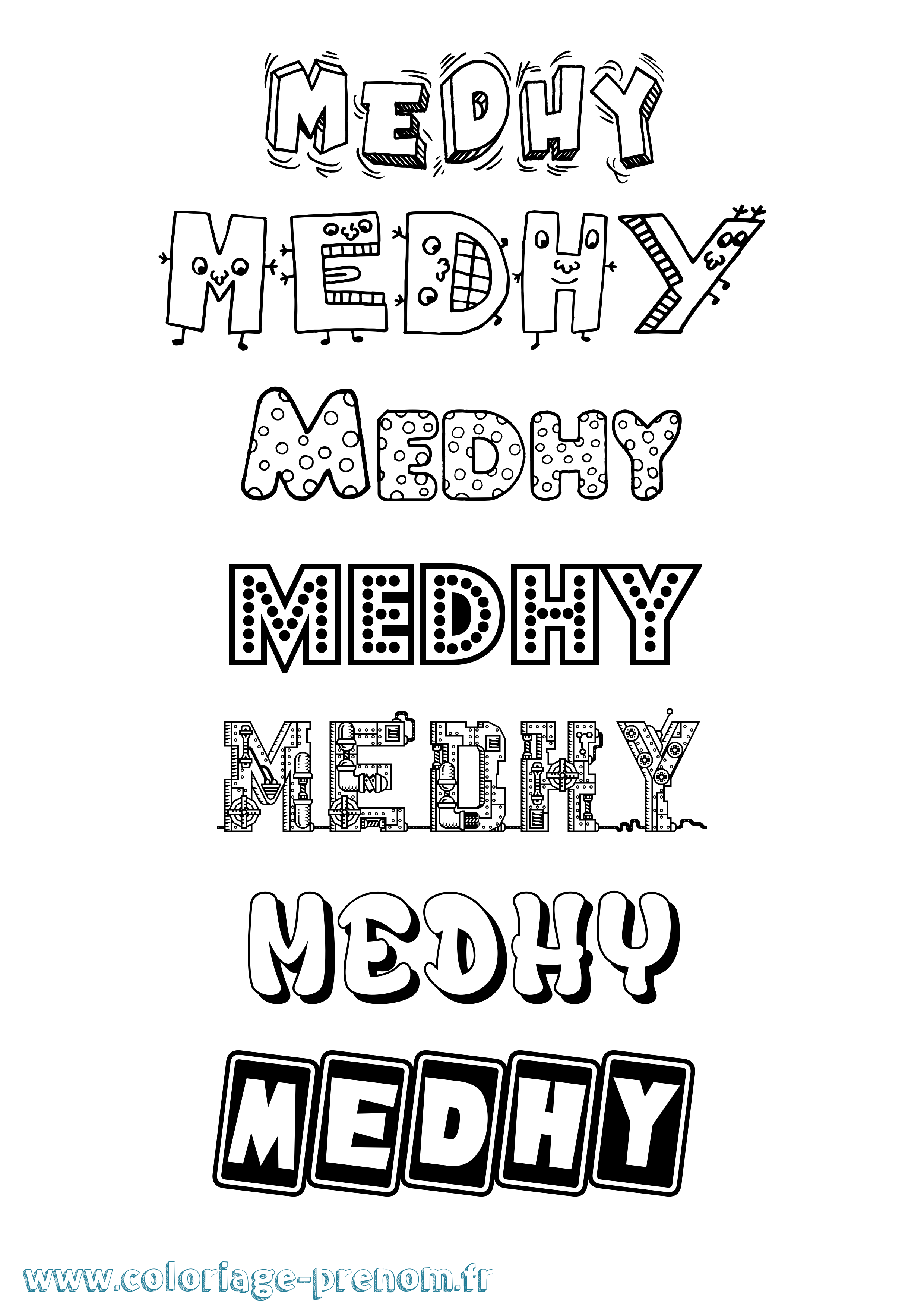 Coloriage prénom Medhy Fun