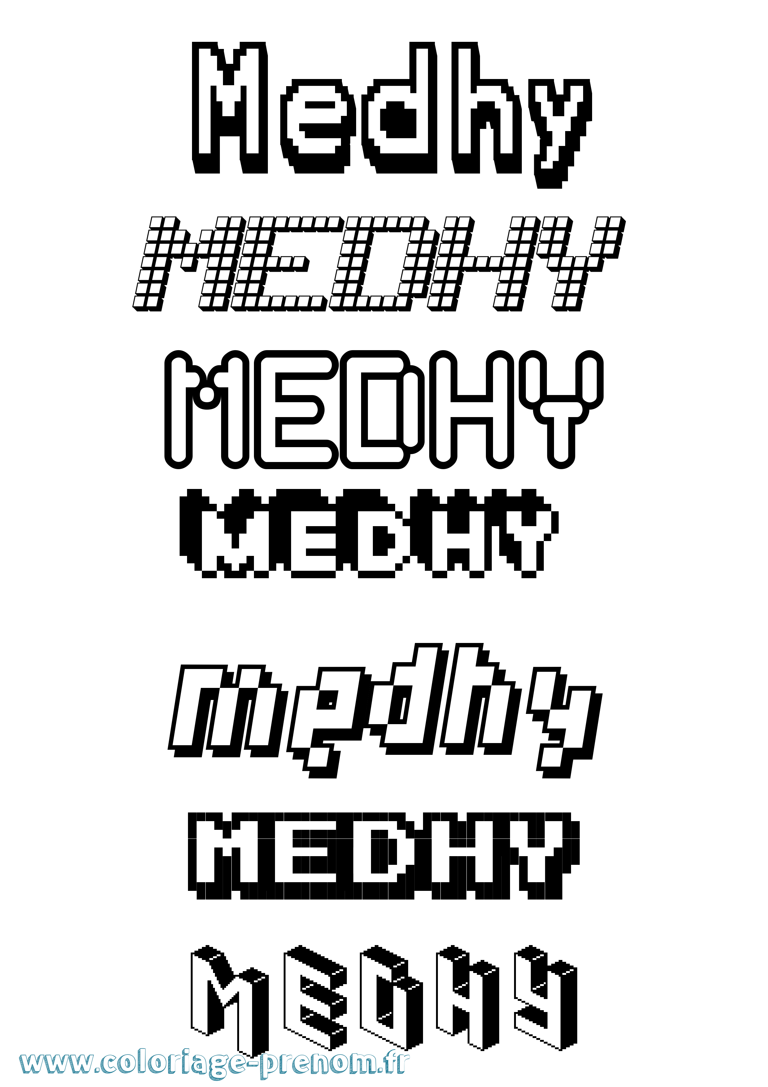 Coloriage prénom Medhy Pixel