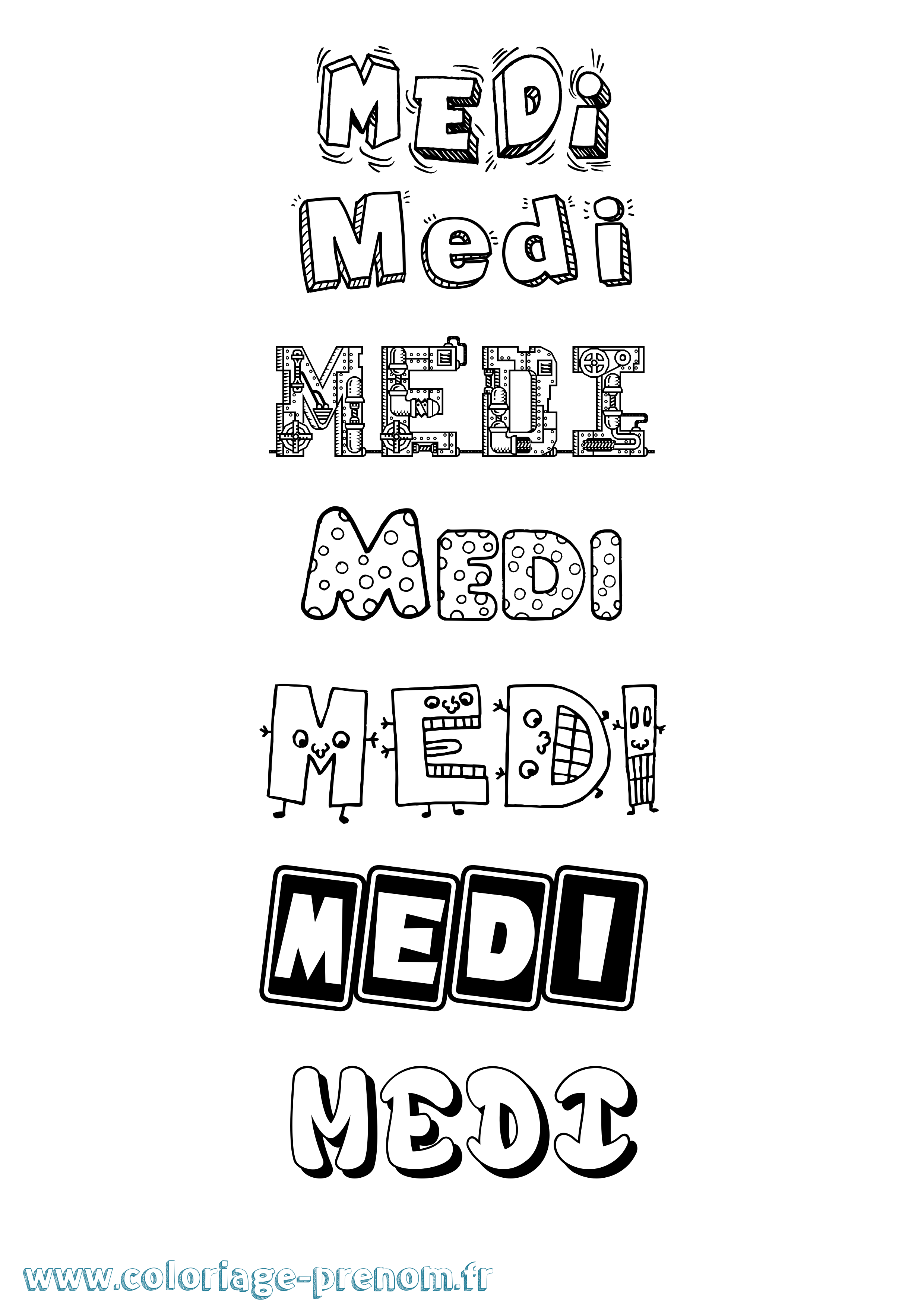 Coloriage prénom Medi Fun