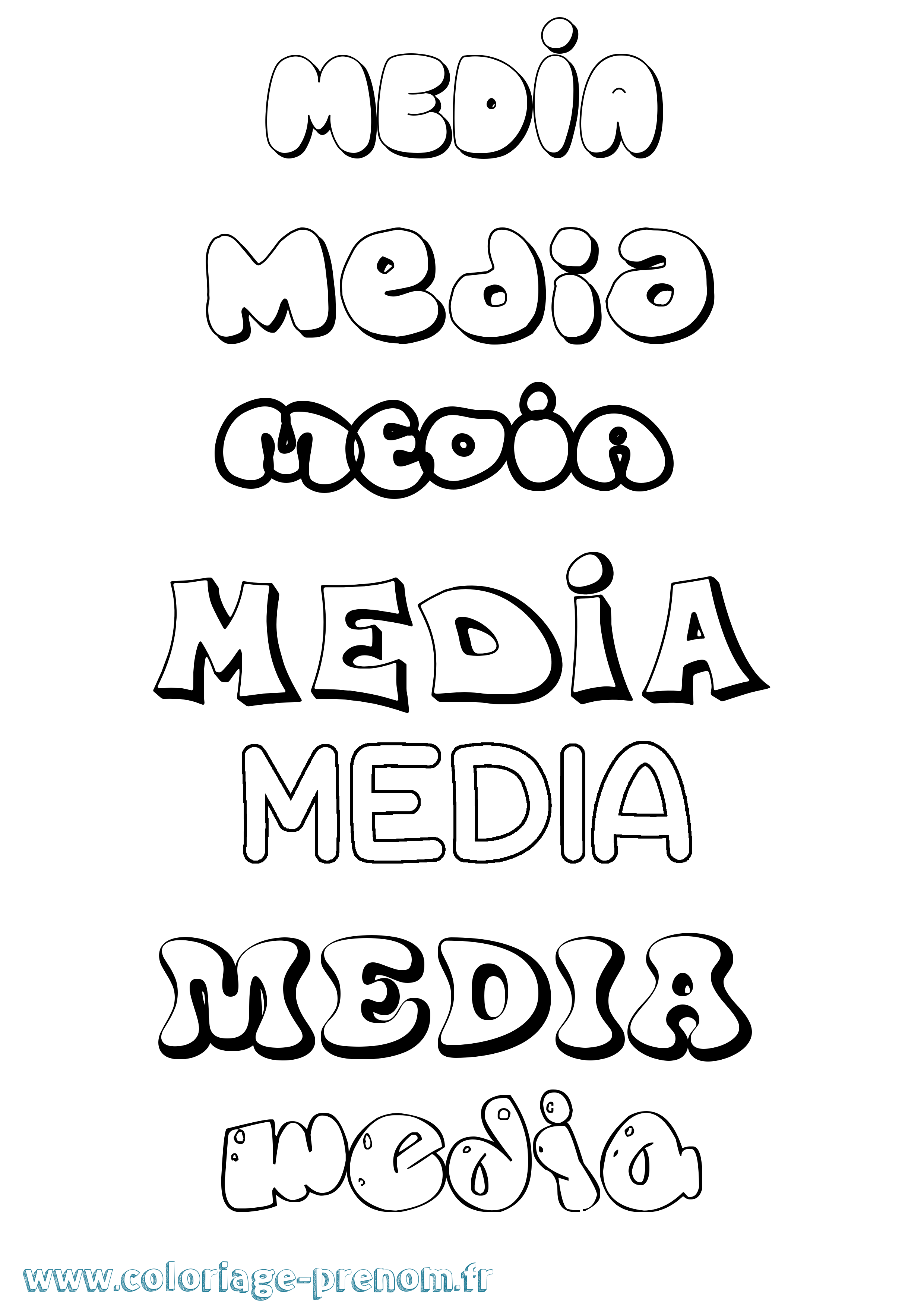 Coloriage prénom Media Bubble