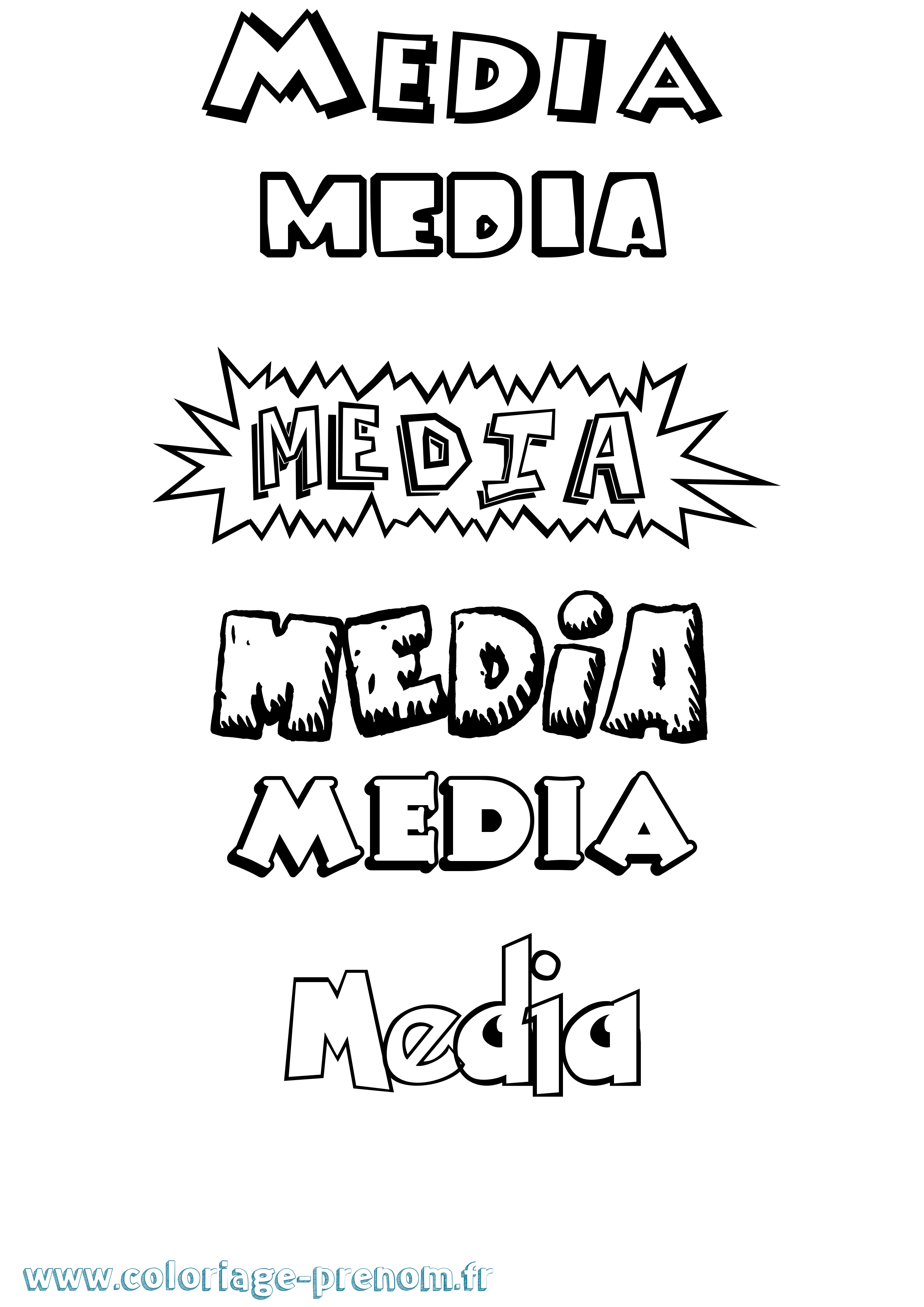 Coloriage prénom Media Dessin Animé
