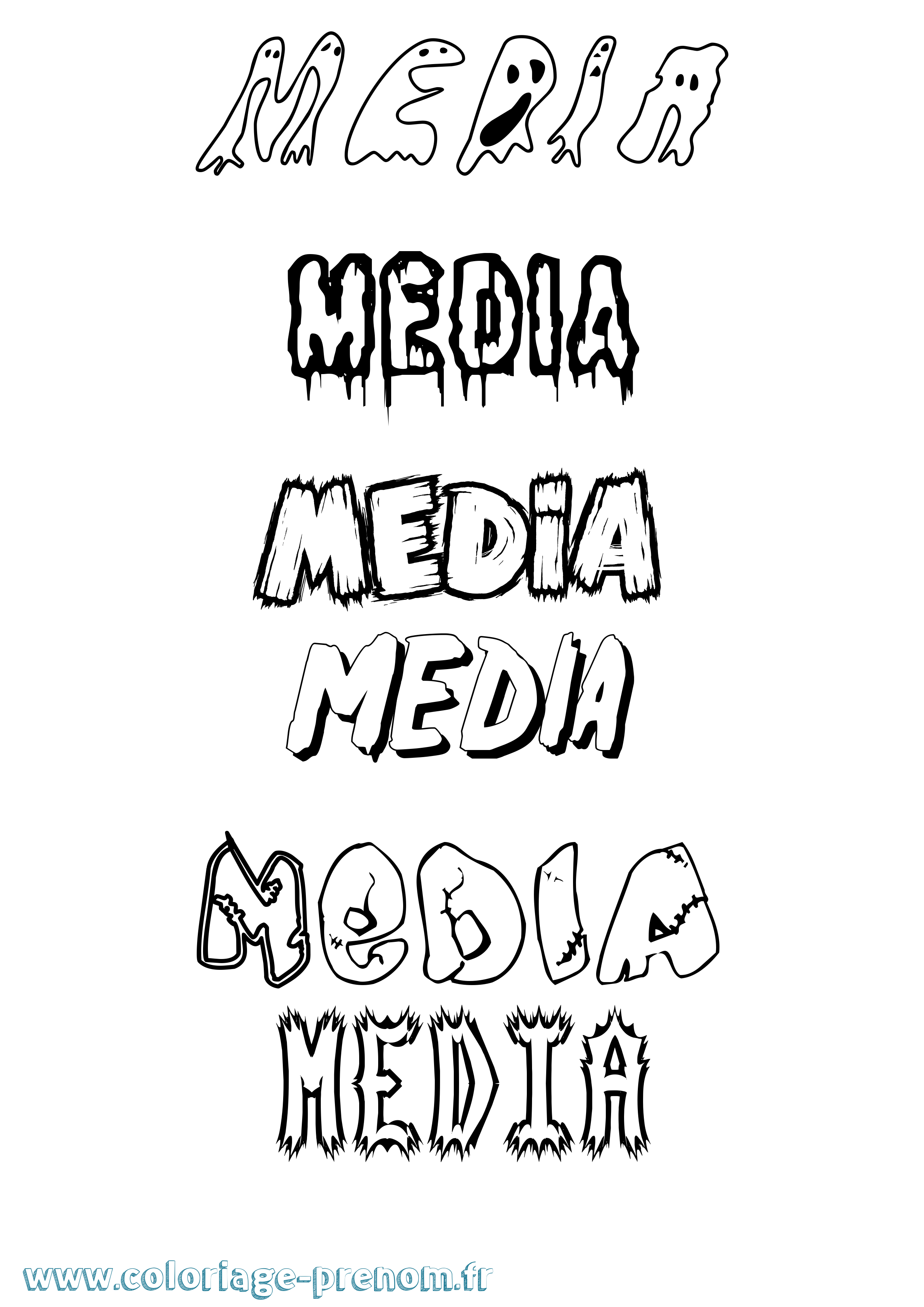 Coloriage prénom Media Frisson