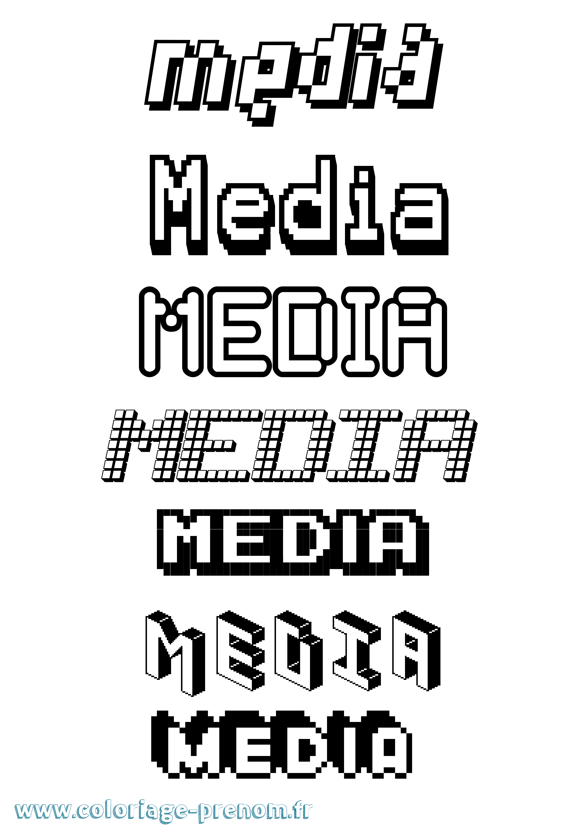 Coloriage prénom Media Pixel
