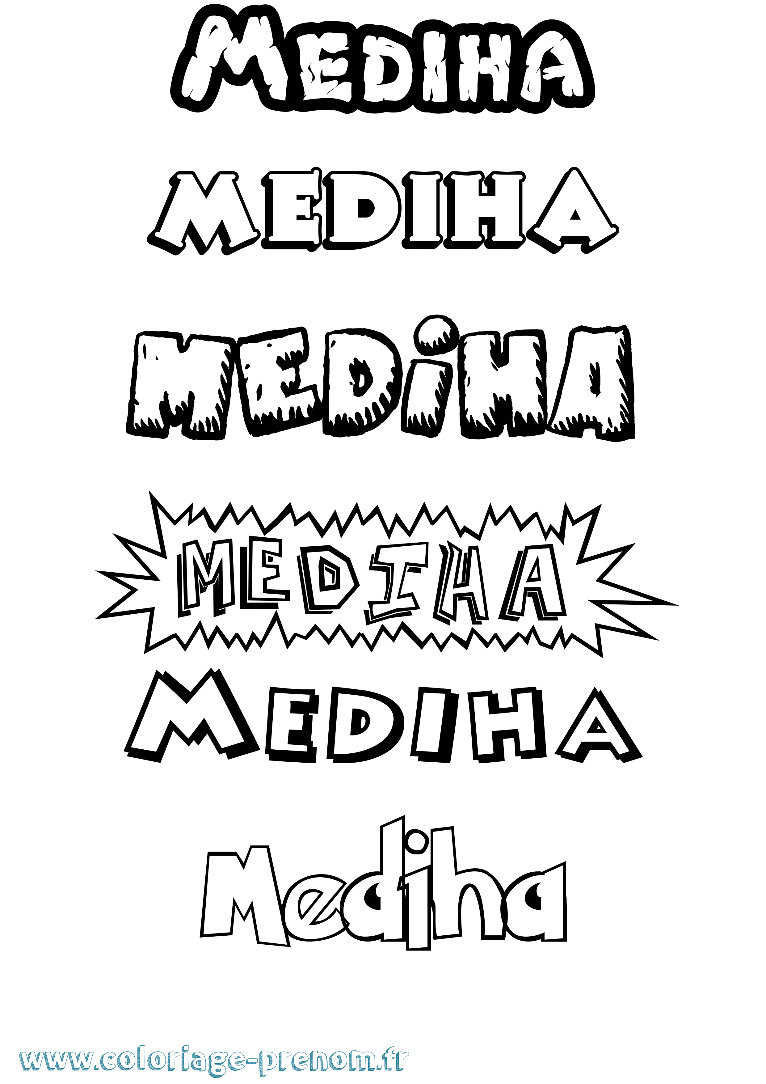 Coloriage prénom Mediha Dessin Animé