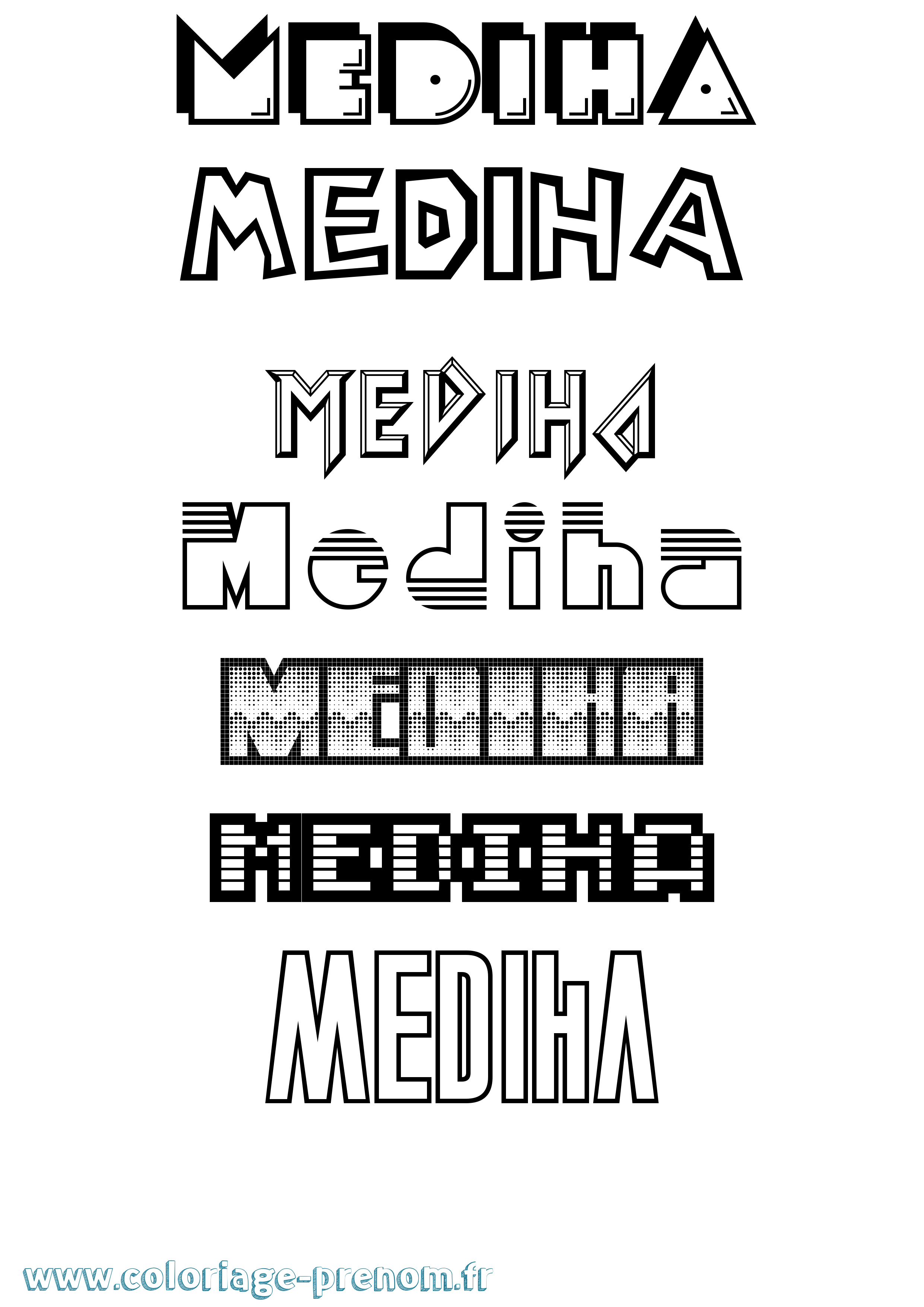 Coloriage prénom Mediha Jeux Vidéos