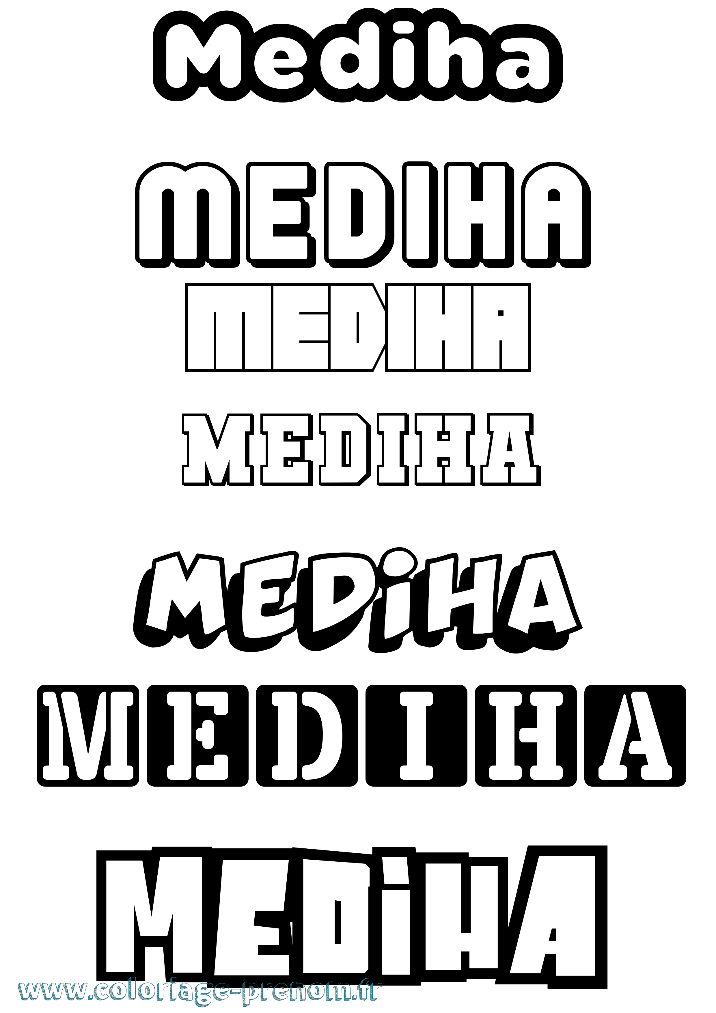 Coloriage prénom Mediha Simple