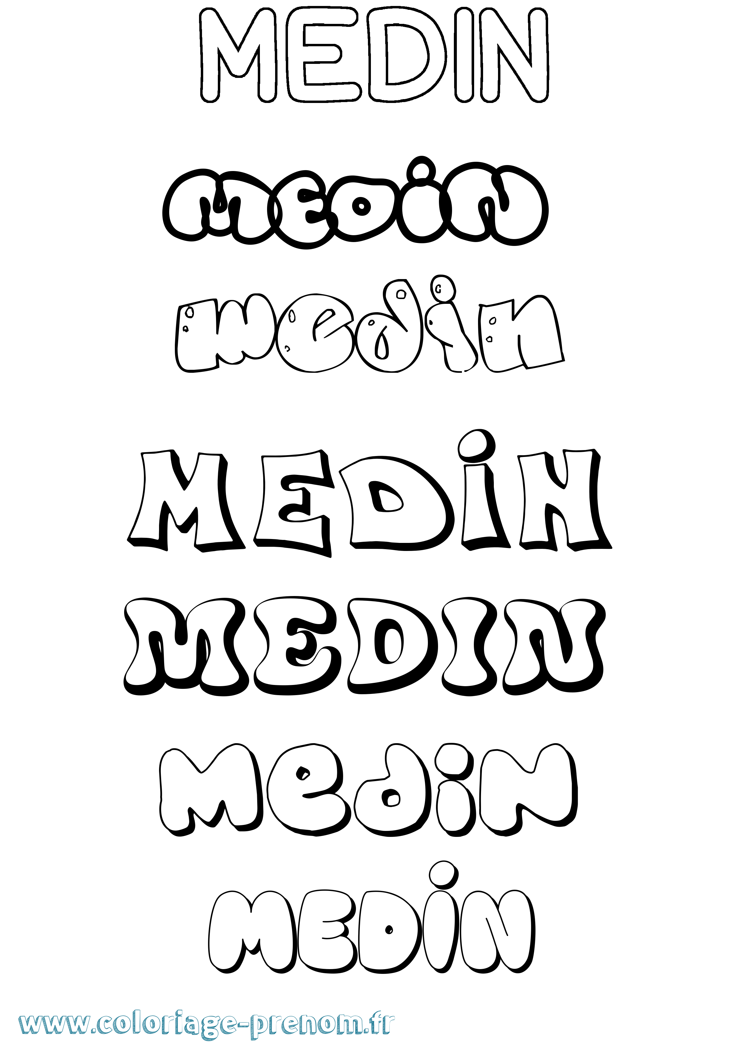 Coloriage prénom Medin Bubble